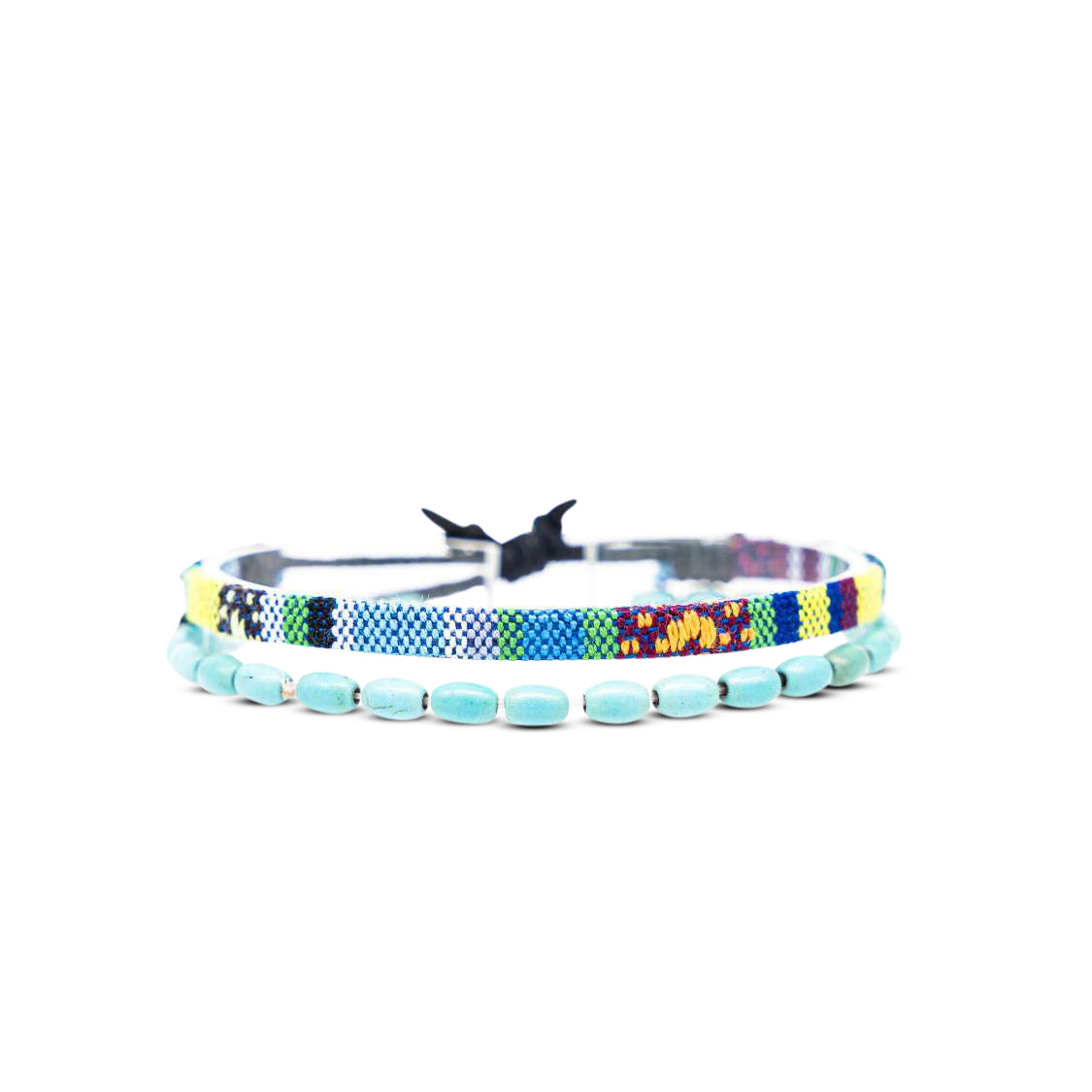 2x Boho Surfer Bracelet -  Turquoise + Beads