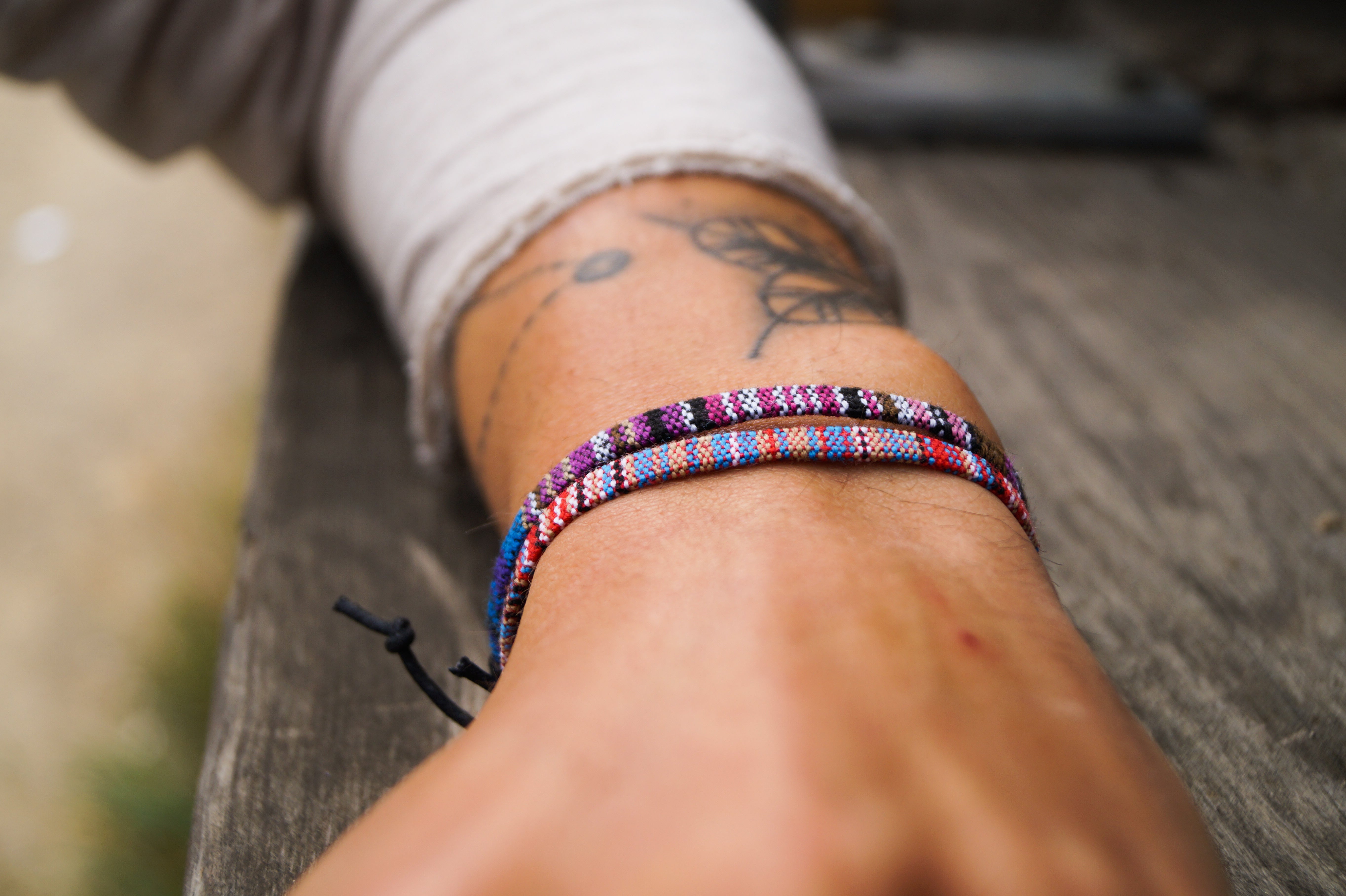 2x Boho Surfer Bracelet Men - Multi + Purple