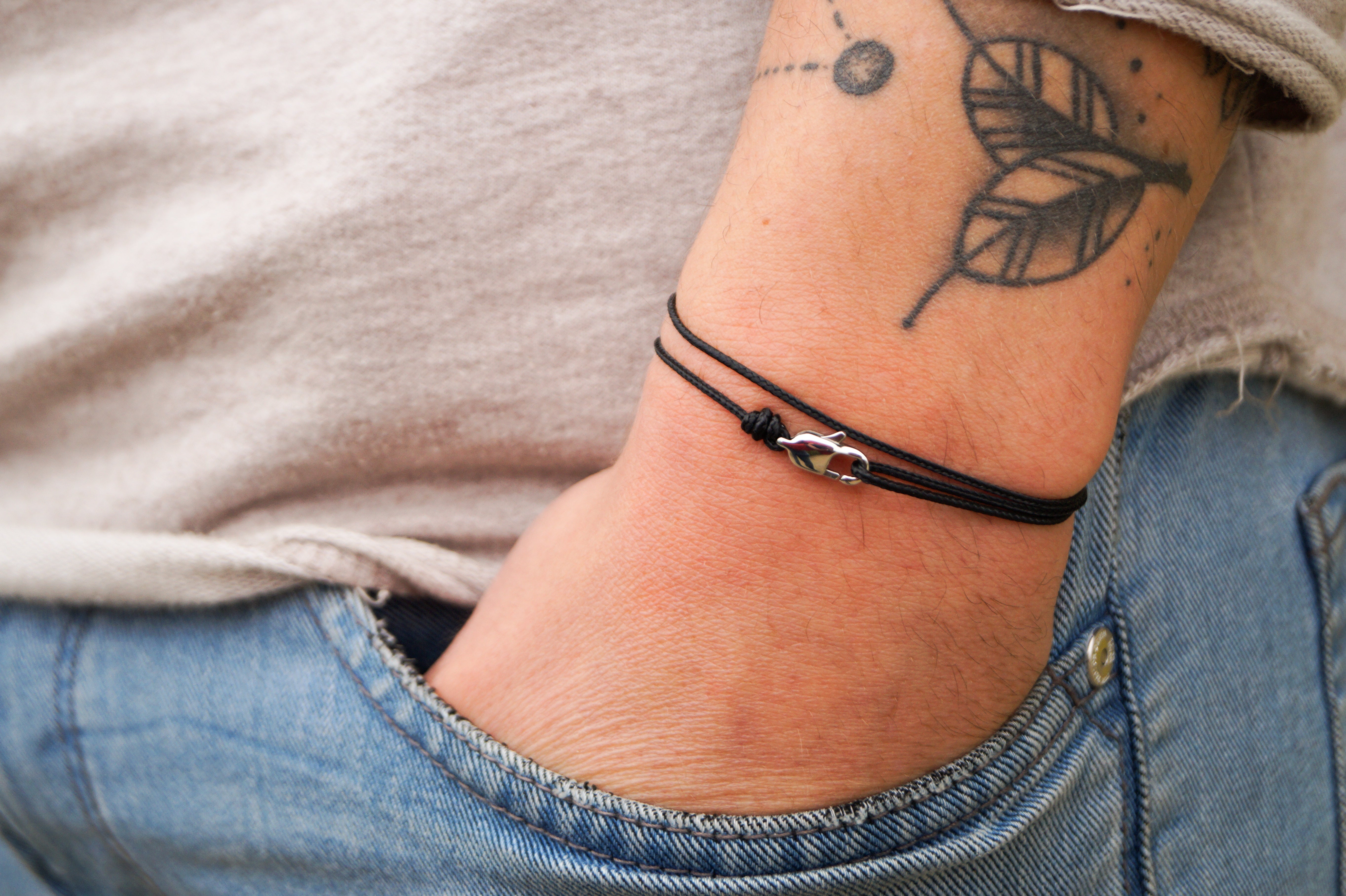 Snap Hook Wrap Bracelet - Black Silver