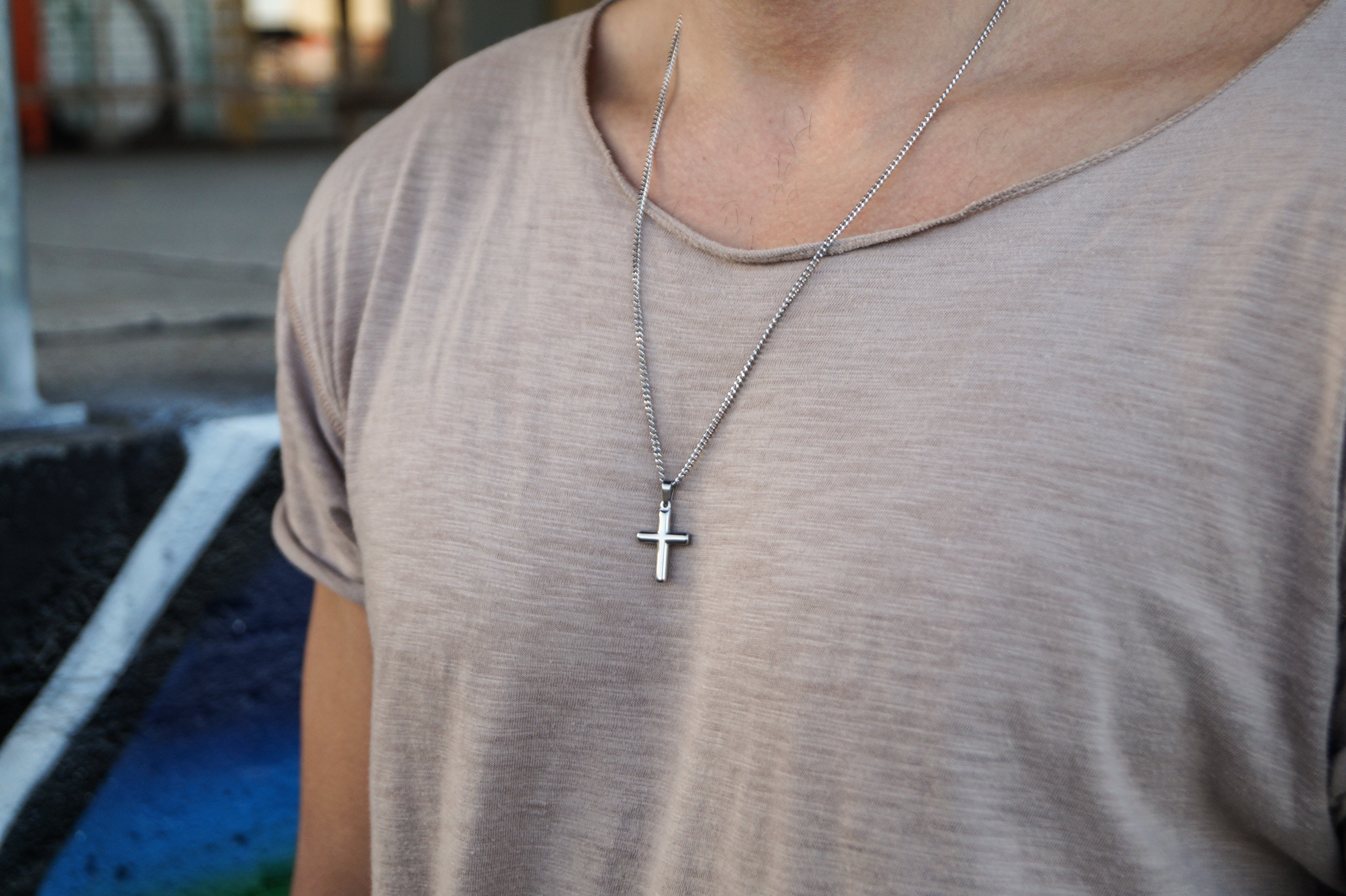 Surfer Necklace - Silver Cross
