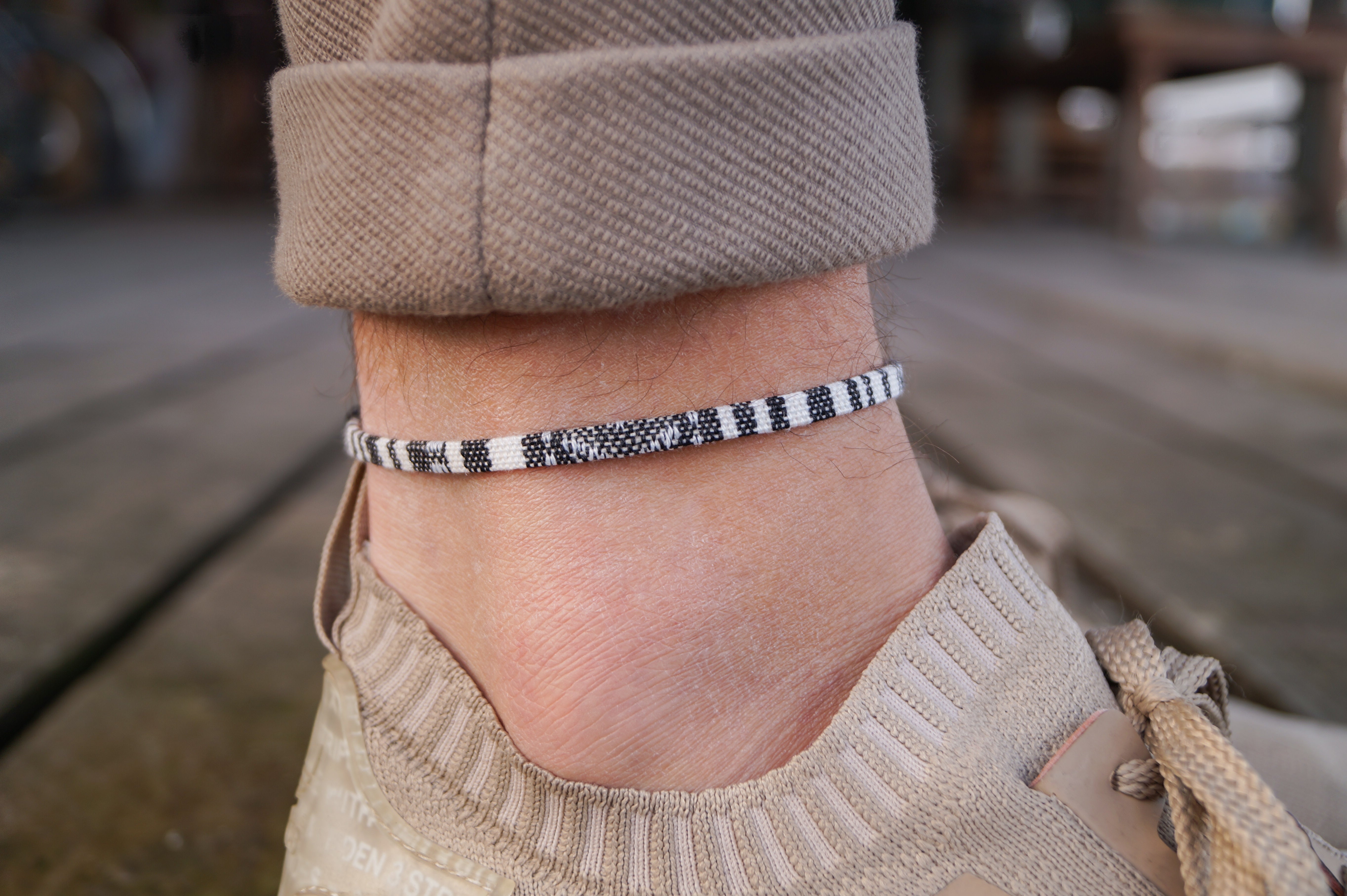 Boho Surfer Anklet Men - White