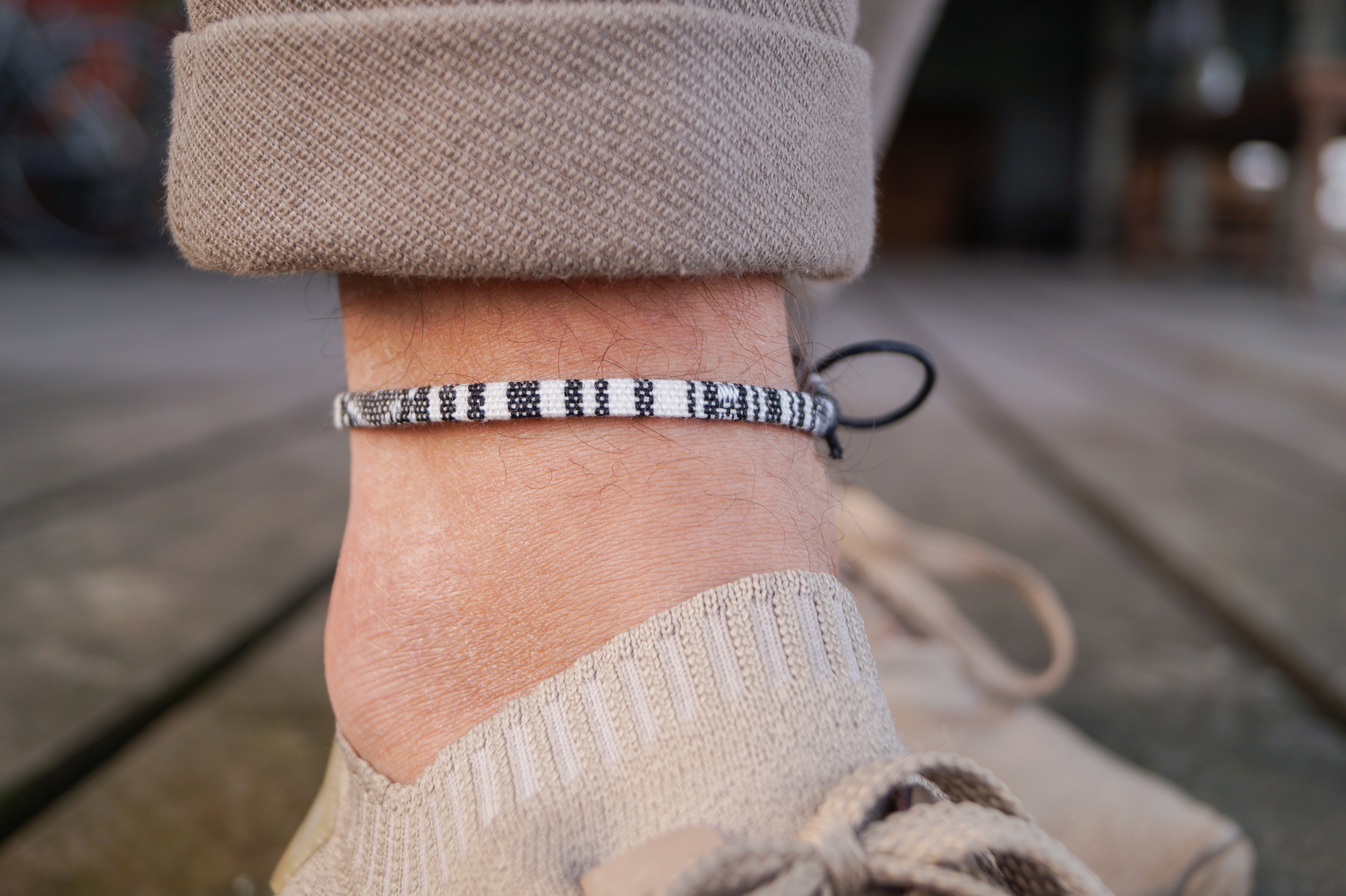 Boho Surfer Anklet Men - White