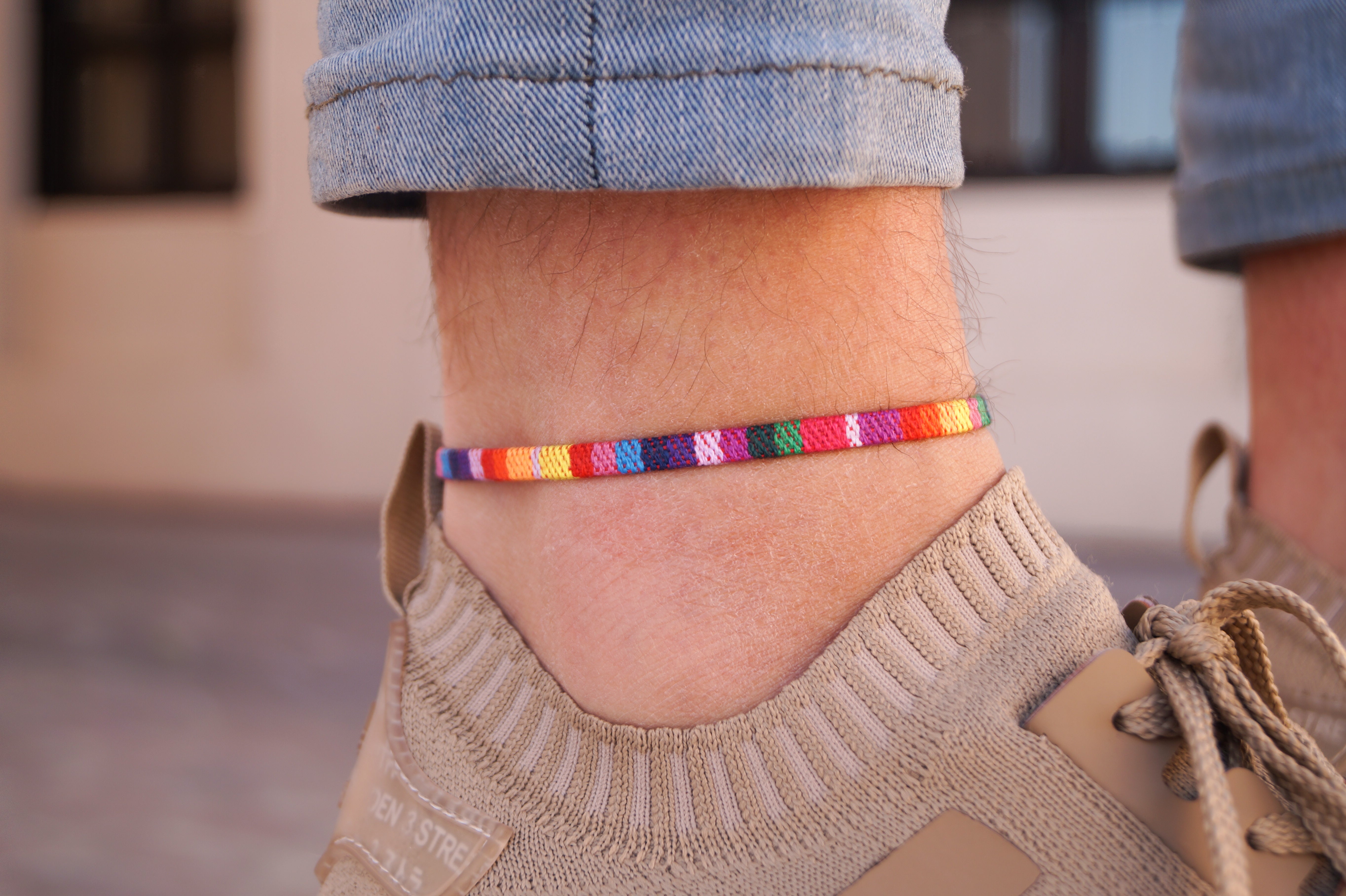 Boho Surfer Anklet Men - Rainbow