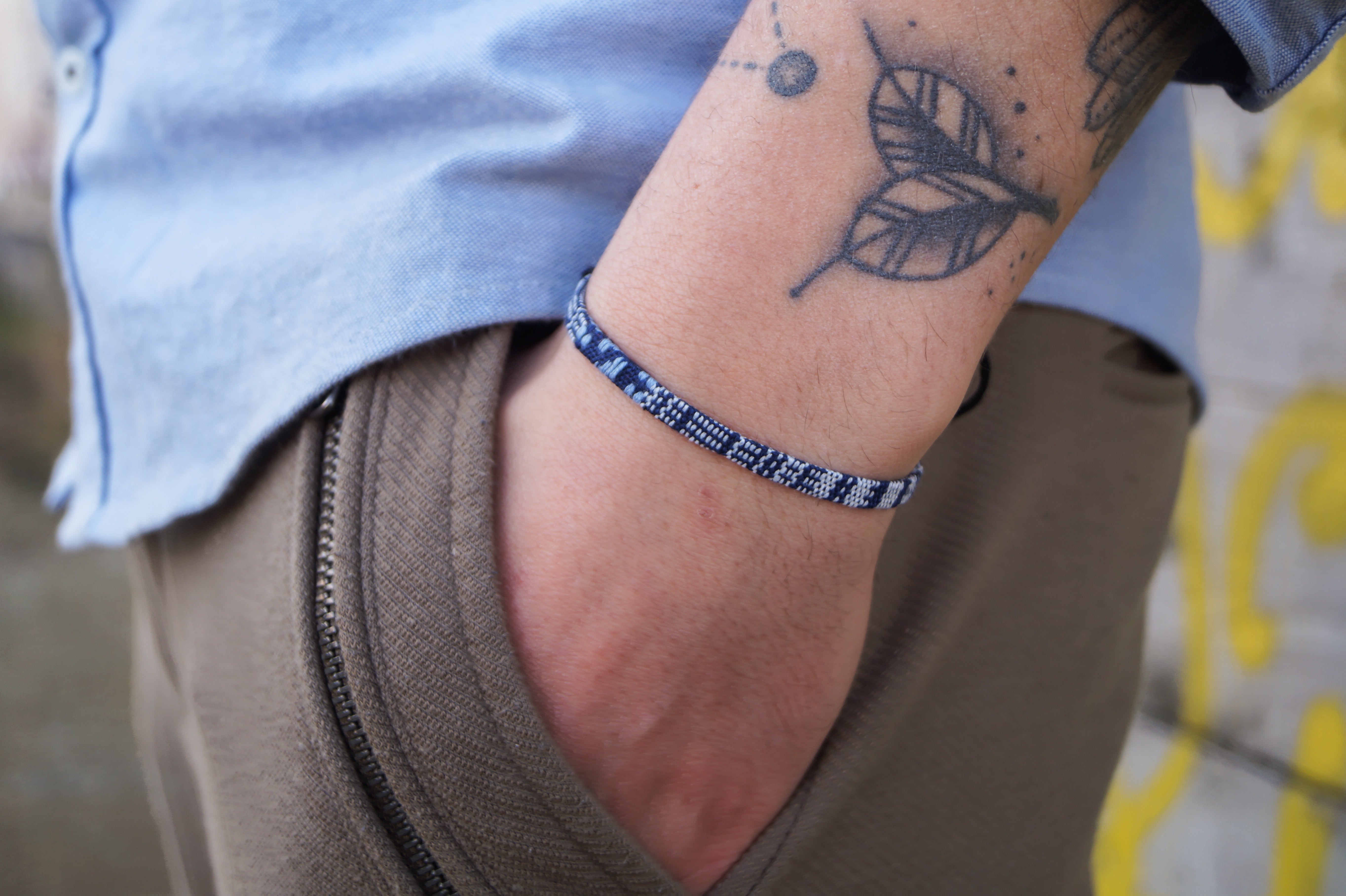 Boho Surfer Bracelet Men - Blue White