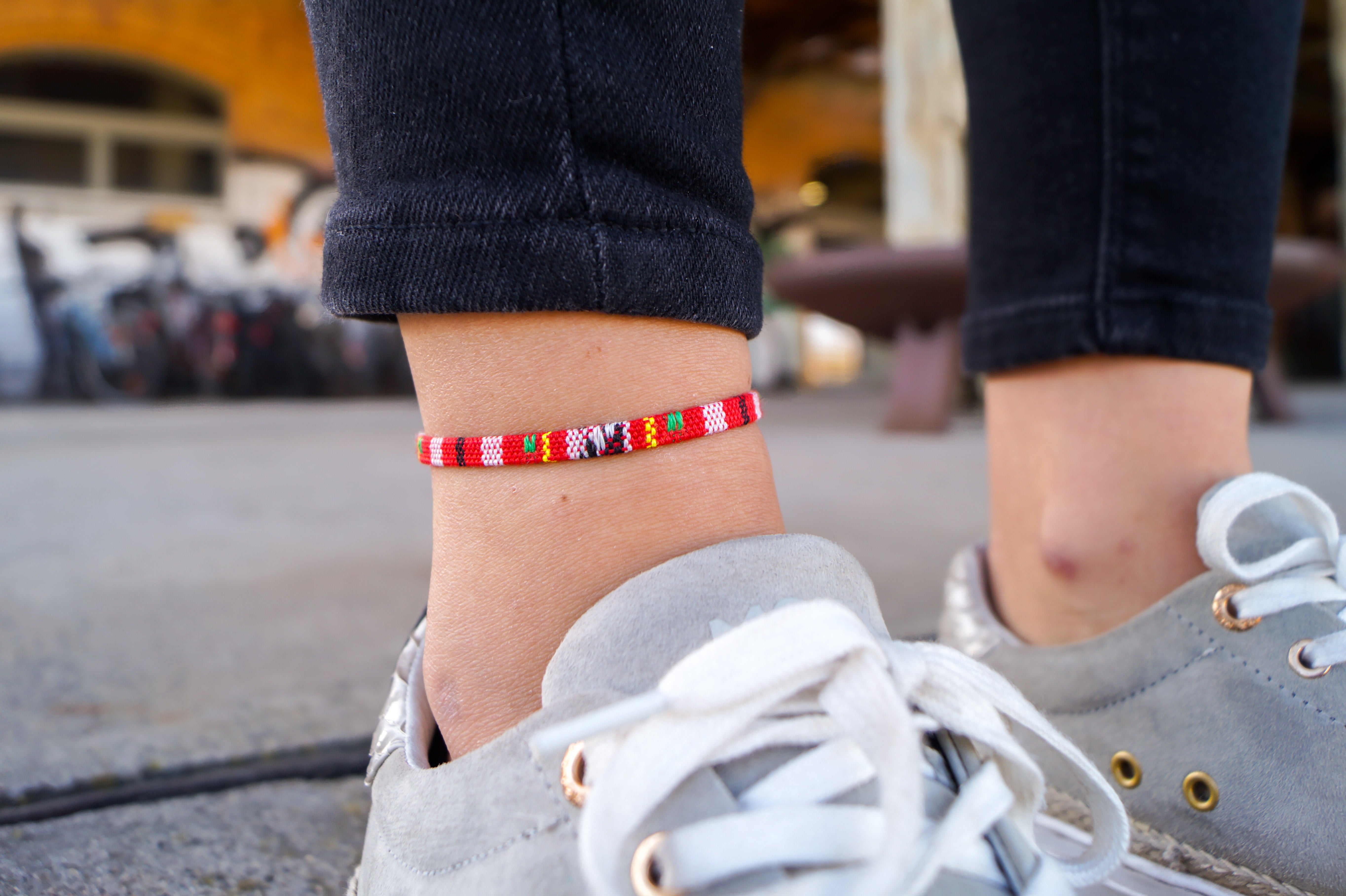 Boho Surfer Anklet - Red Ethno