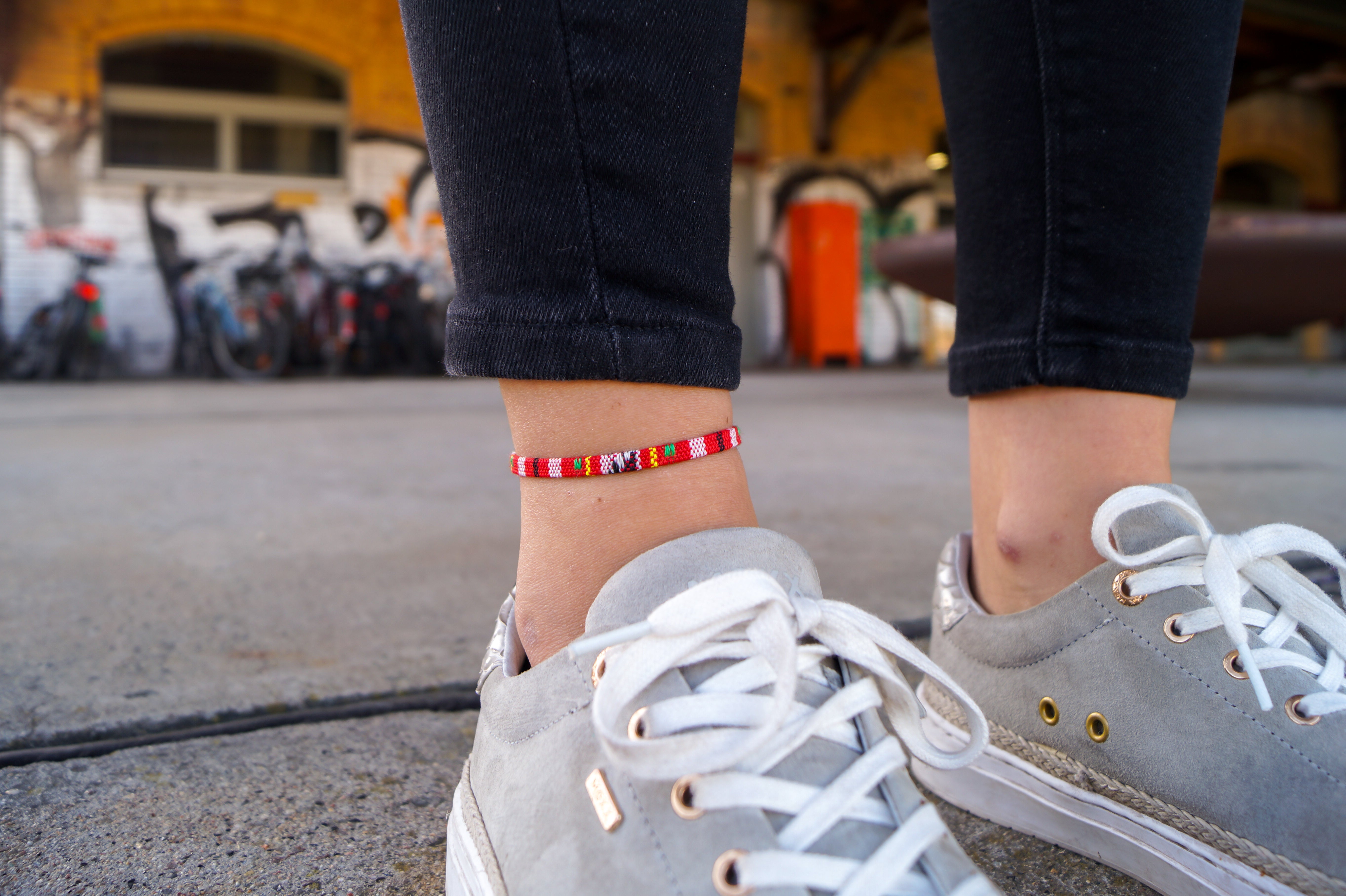 Boho Surfer Anklet - Red Ethno
