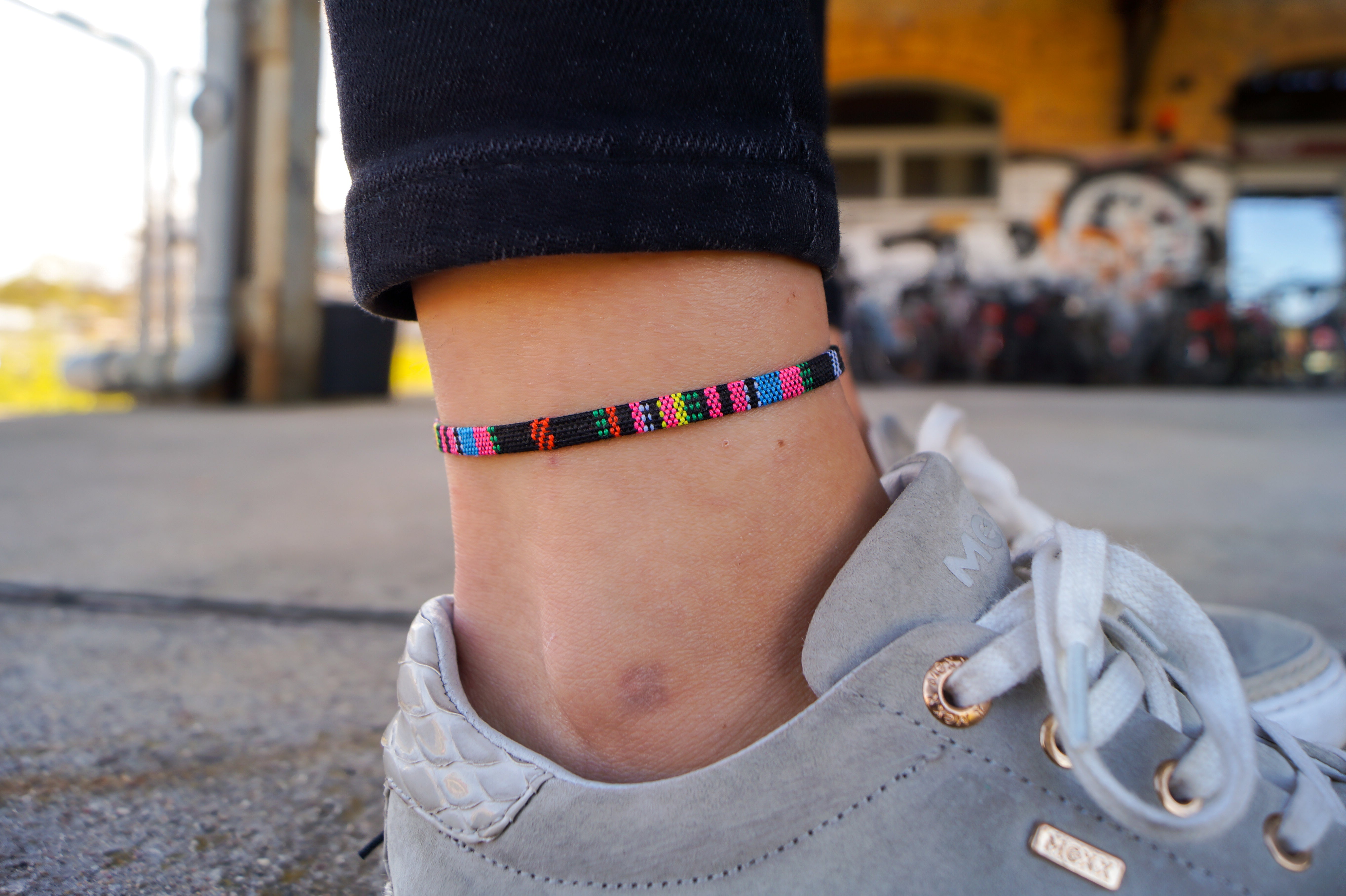 Boho Surfer Anklet - Black-Pink