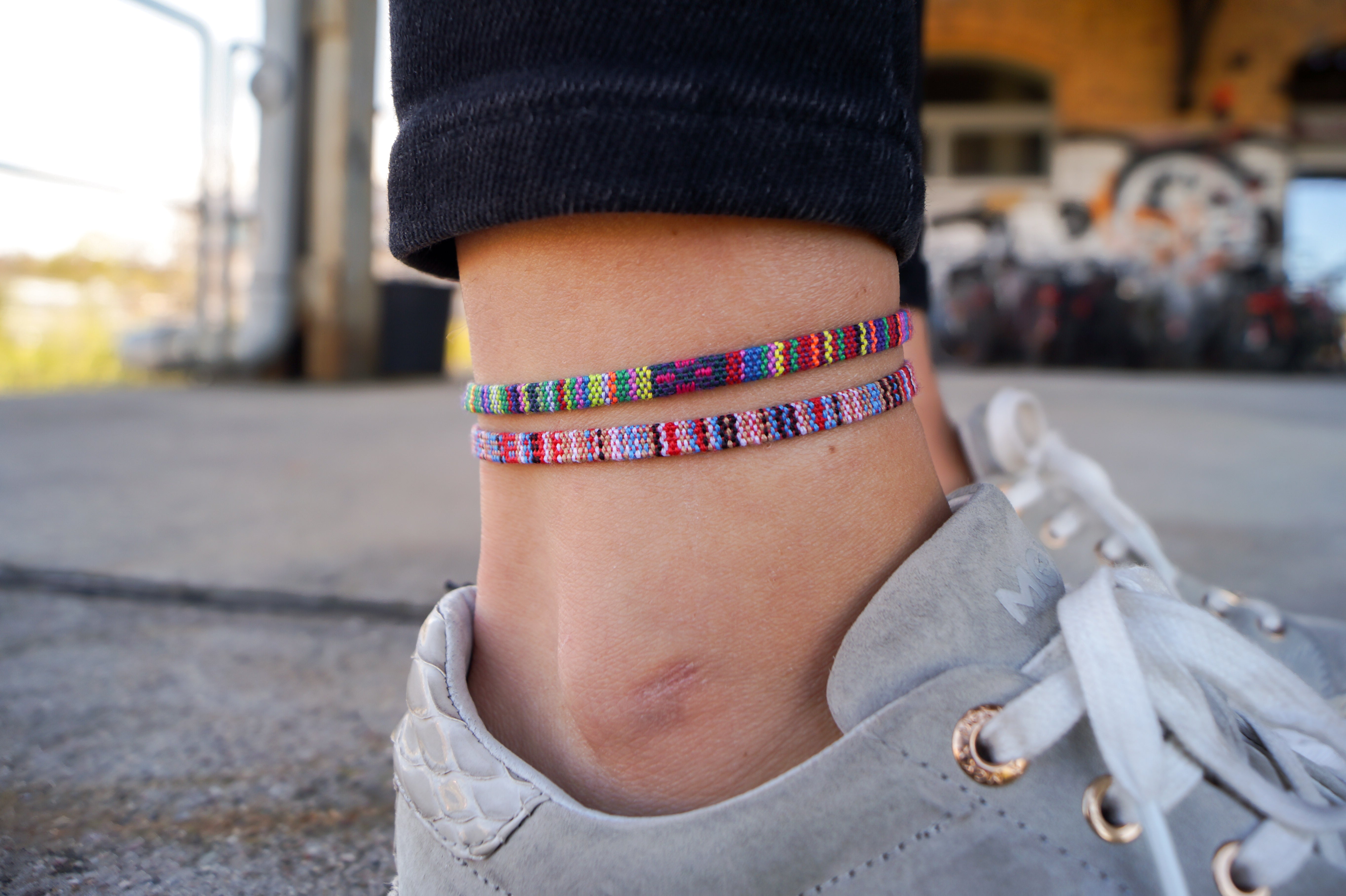 2x Boho Surfer Anklet - Multi + Deep Multi