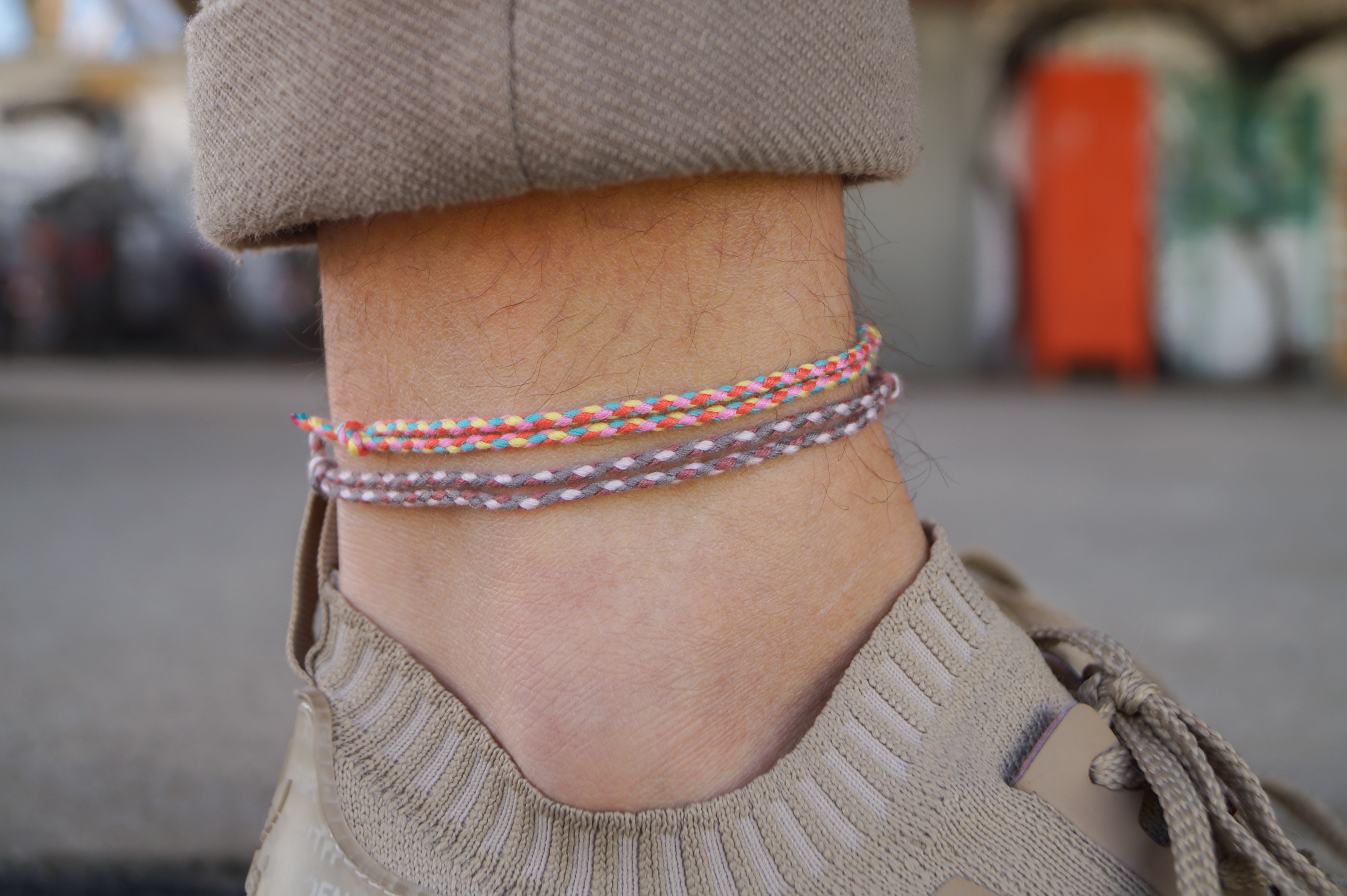 2x Cotton Surfer Anklet Men - Retro Brown Set