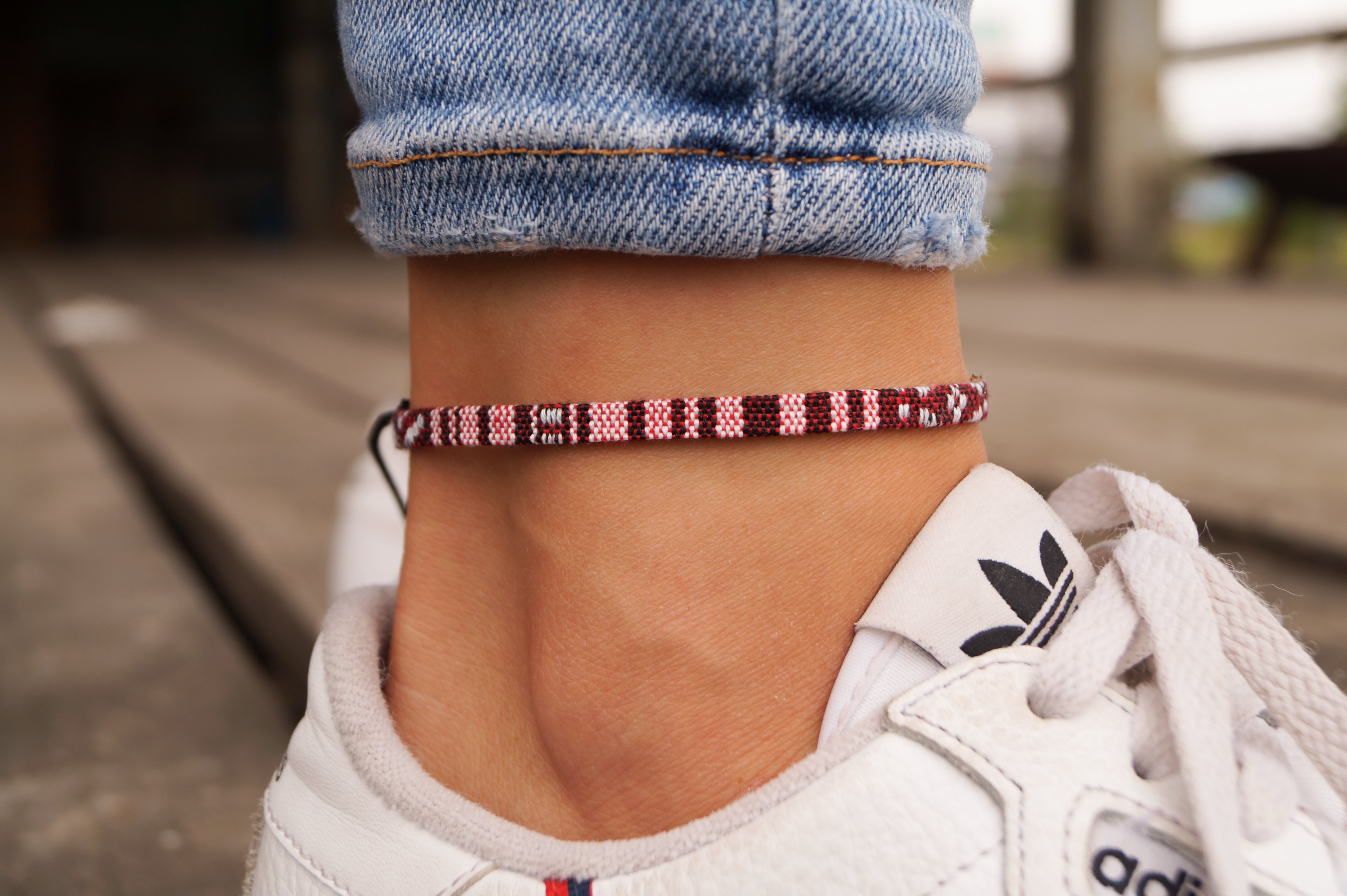 Boho Surfer Anklet - Ruby Red