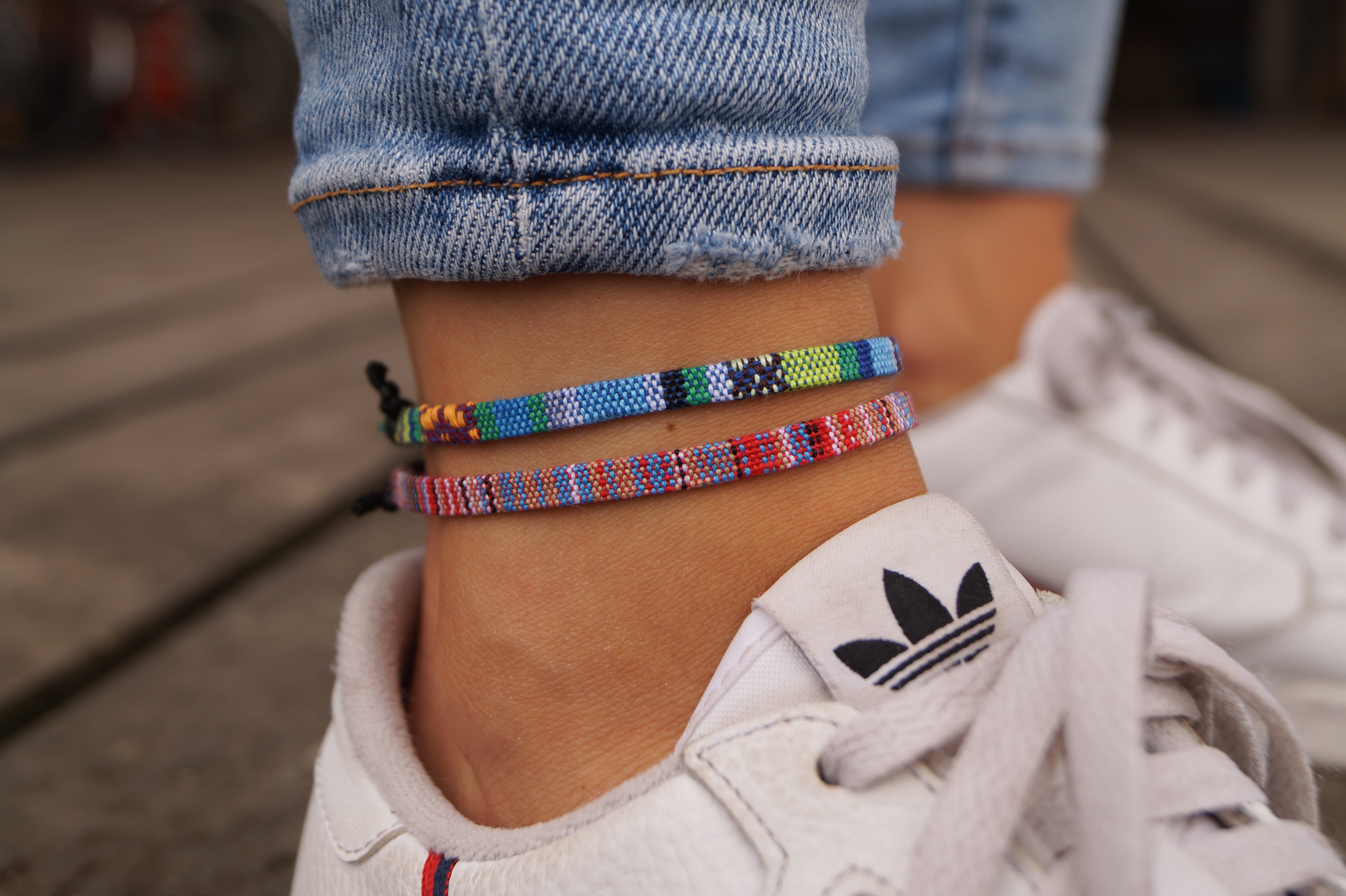 2x Boho Surfer Anklet - Turquoise + Multi Flat