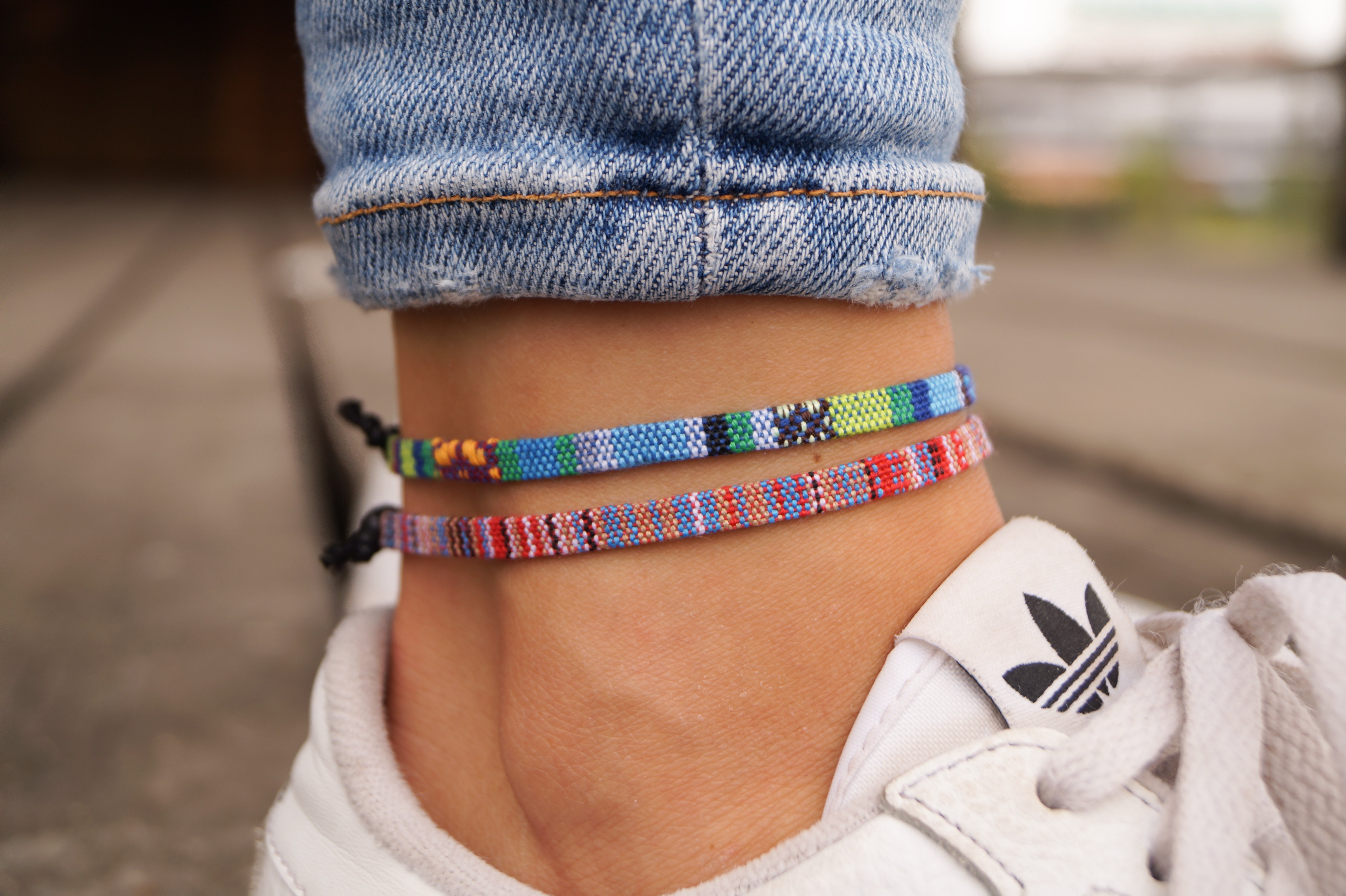 2x Boho Surfer Anklet - Turquoise + Multi Flat