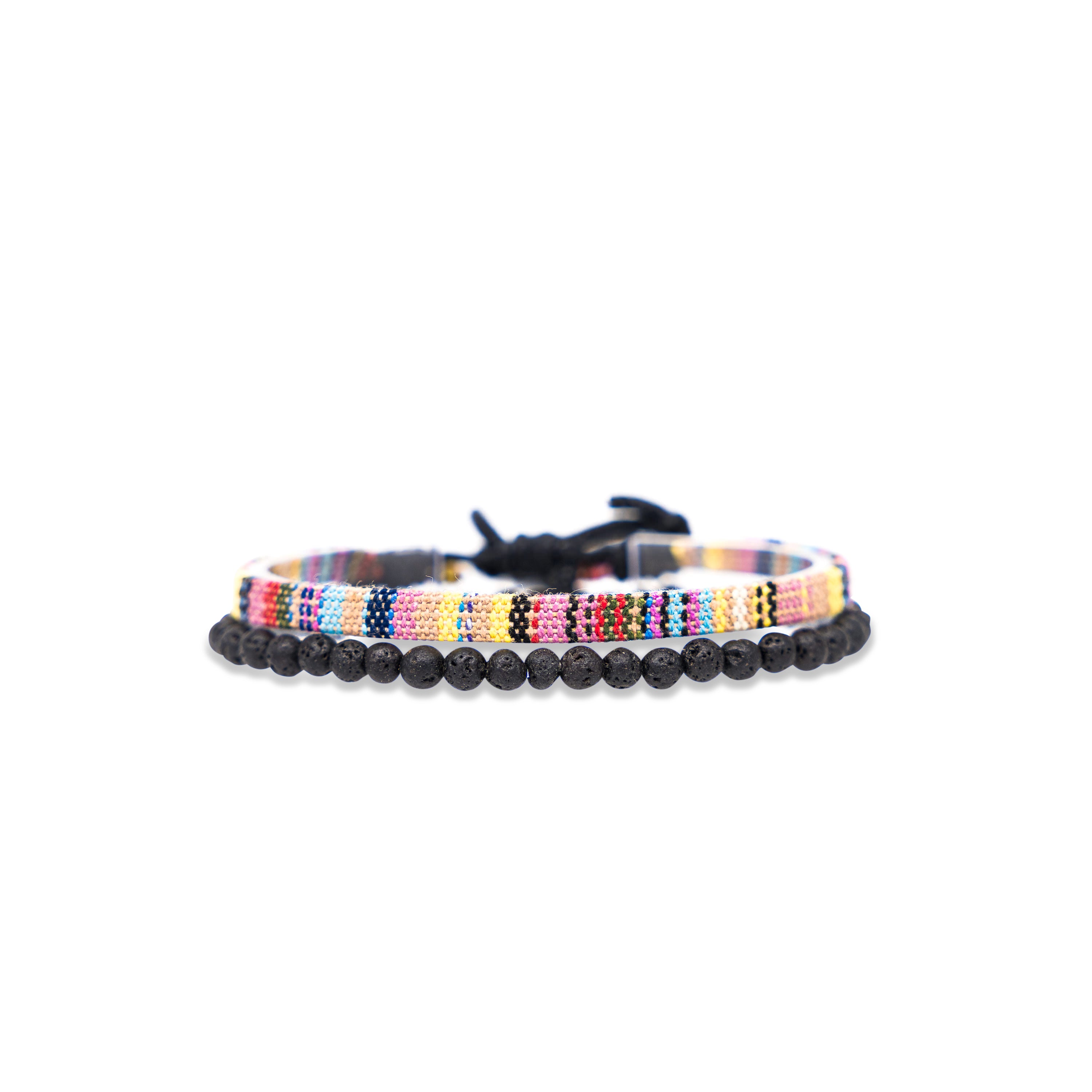 2x Boho Surfer Bracelet Men - Yellow +Lava Beads
