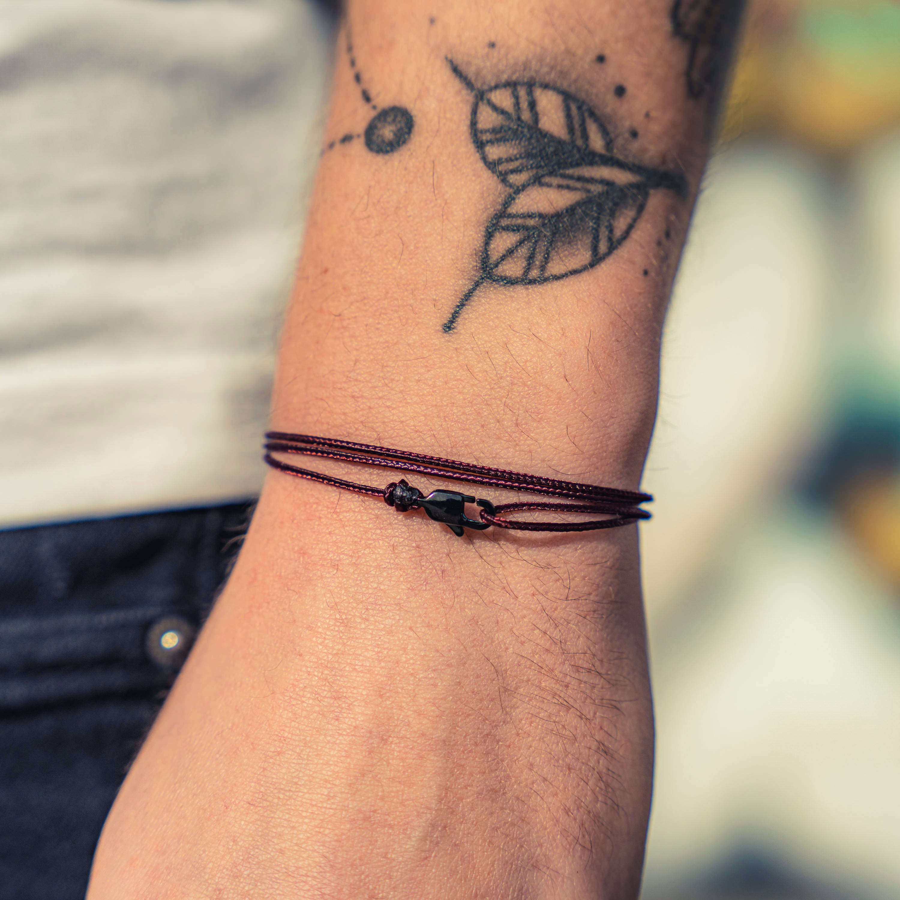 Snap Hook Wrap Bracelet - Ruby Red Black