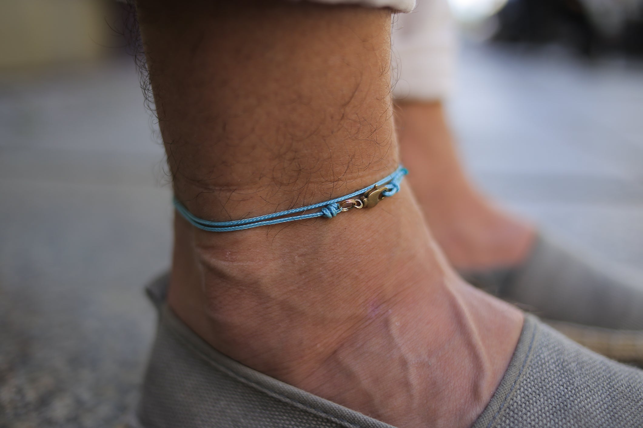 Snap Hook Wrap Anklet - Light Blue Gold