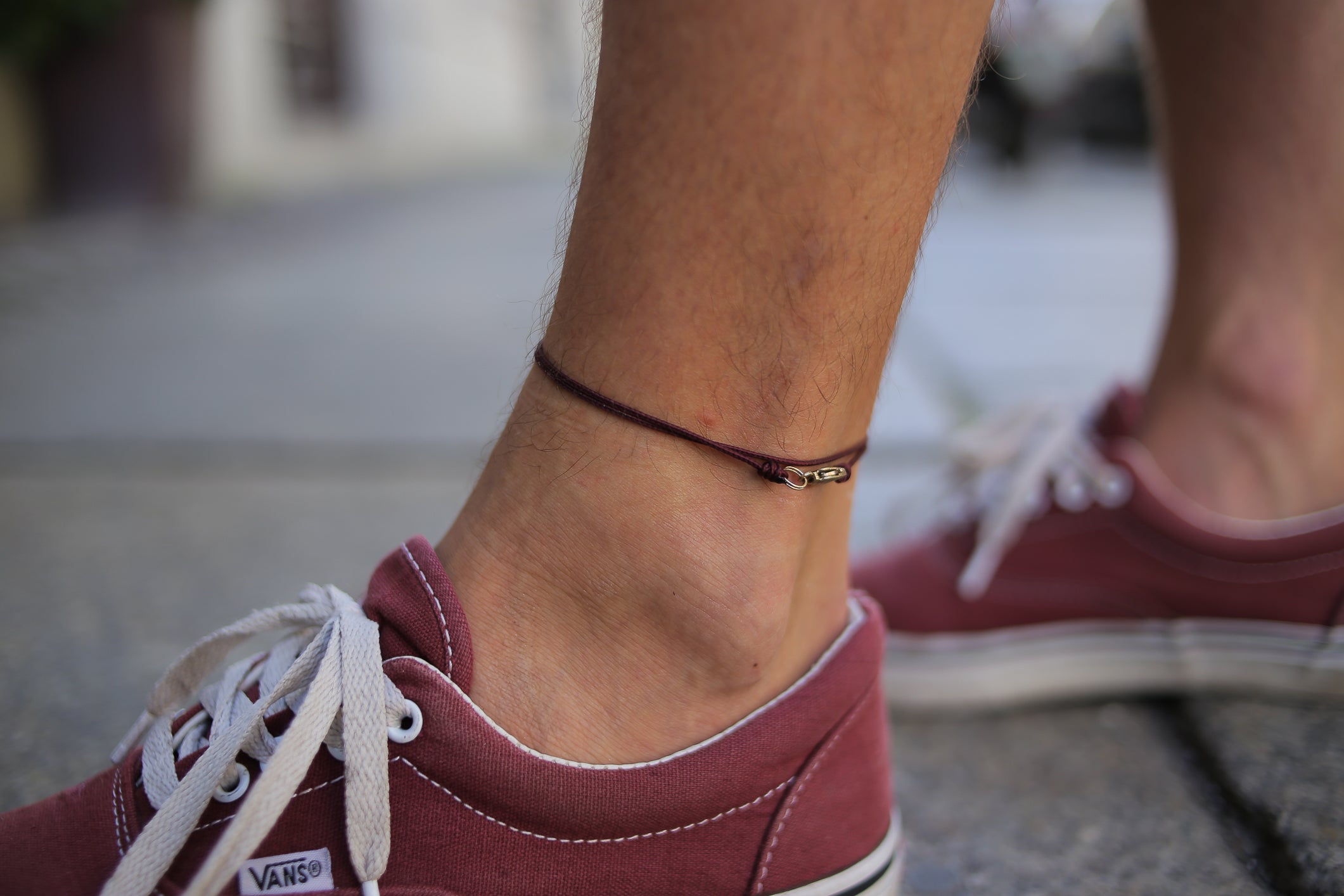 Snap Hook Wrap Anklet - Ruby Red Gold