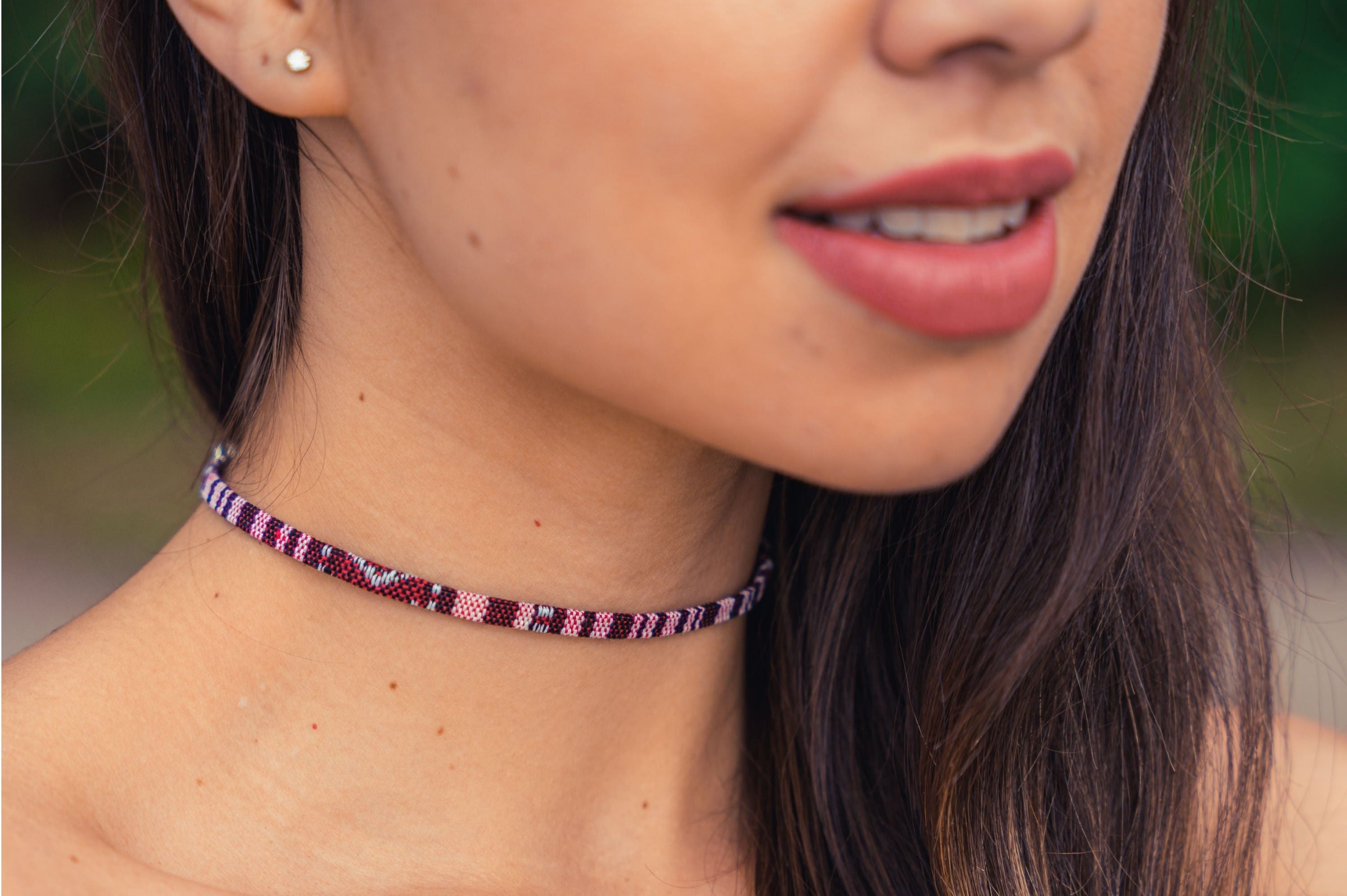 Boho Choker Necklace - Ruby Red