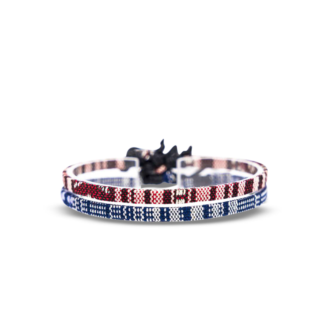 2x Boho Surfer Bracelet Men - Ruby Red + Blue - White