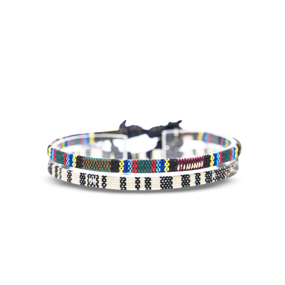2x Boho Surfer Anklet Men - White + Aztec