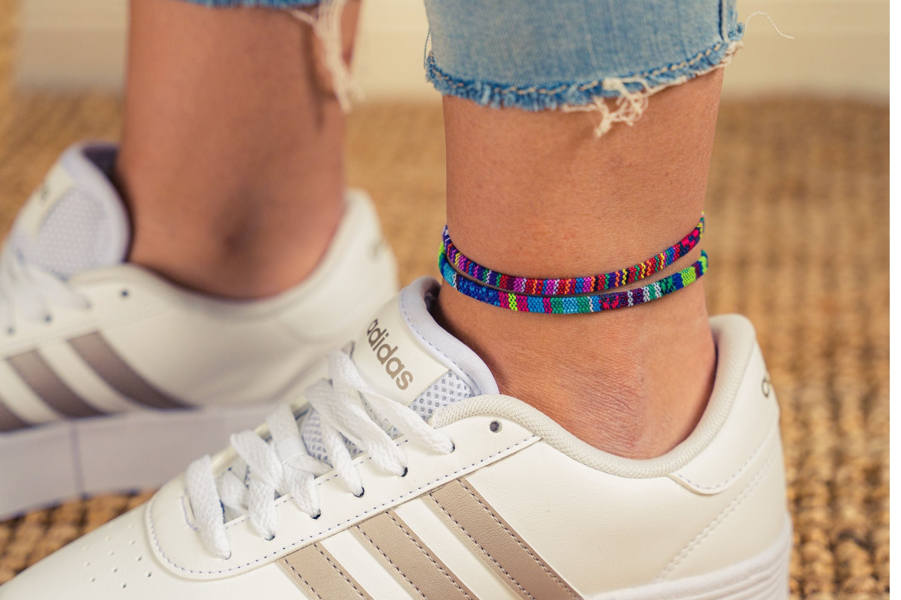 2x Boho Surfer Anklet - Turquoise & Deep Multi