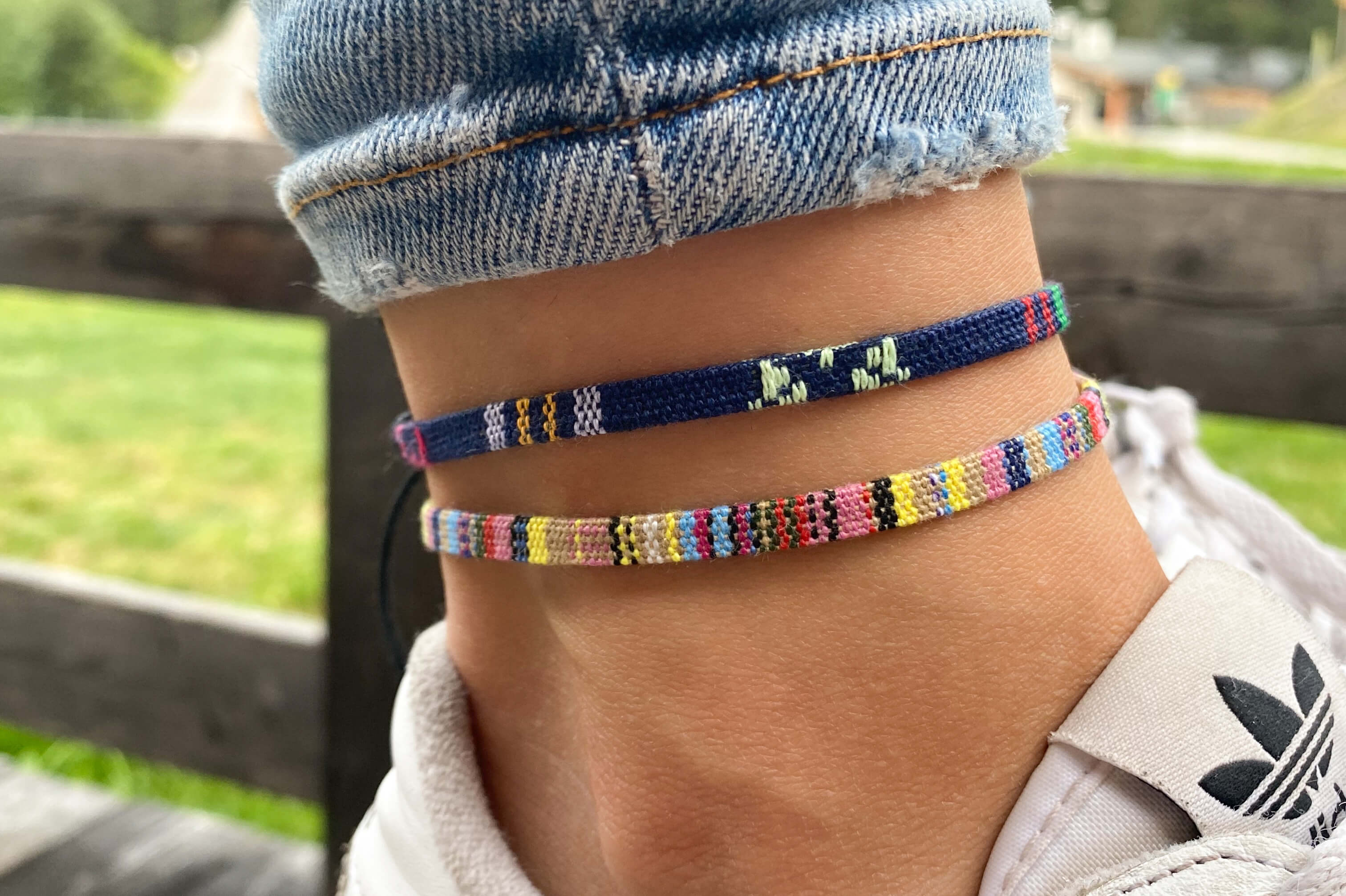 2x Boho Surfer Anklet - Yellow + Blue