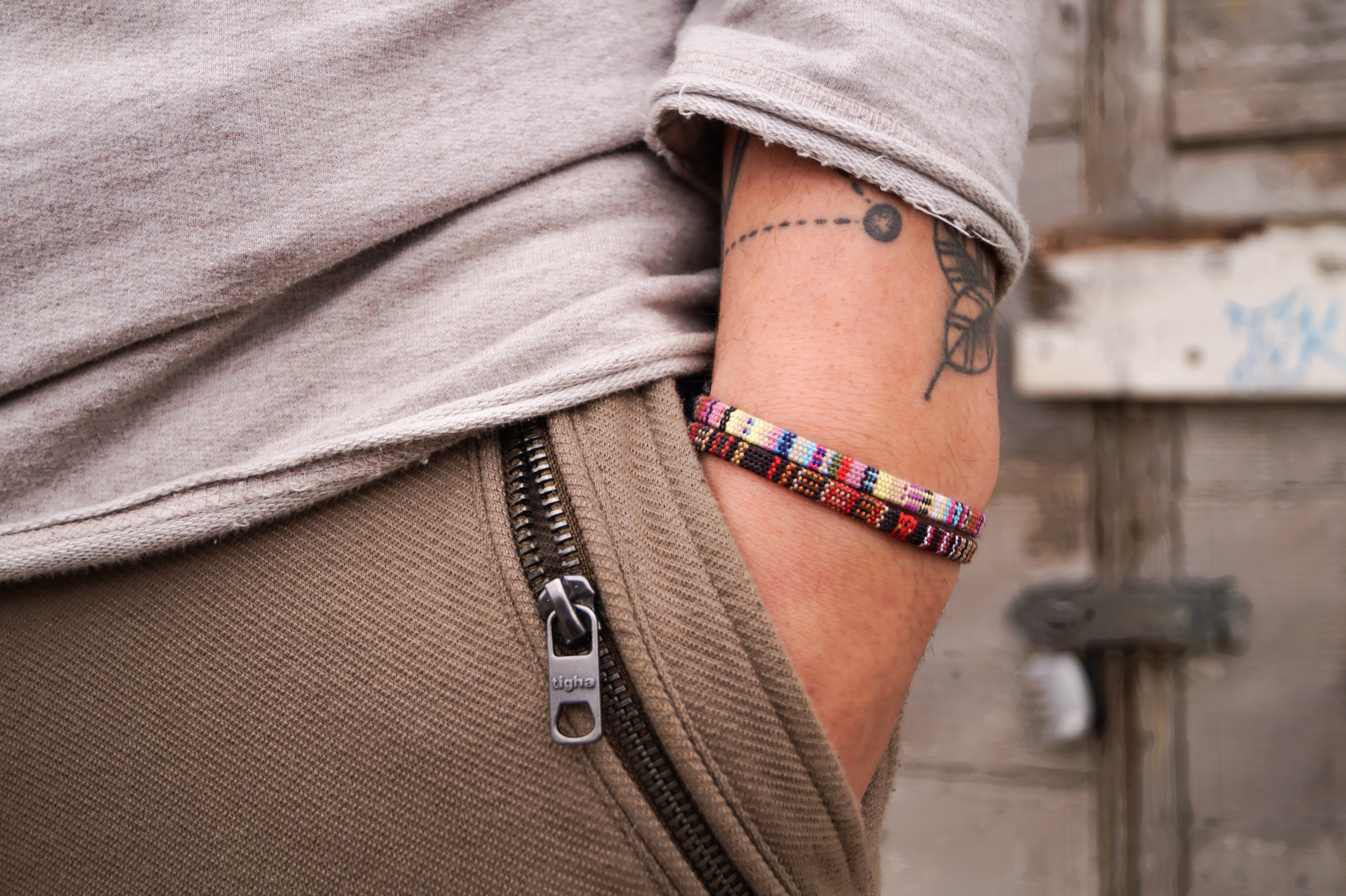 2x Boho Surfer Bracelet Men - Yellow + Vulcano