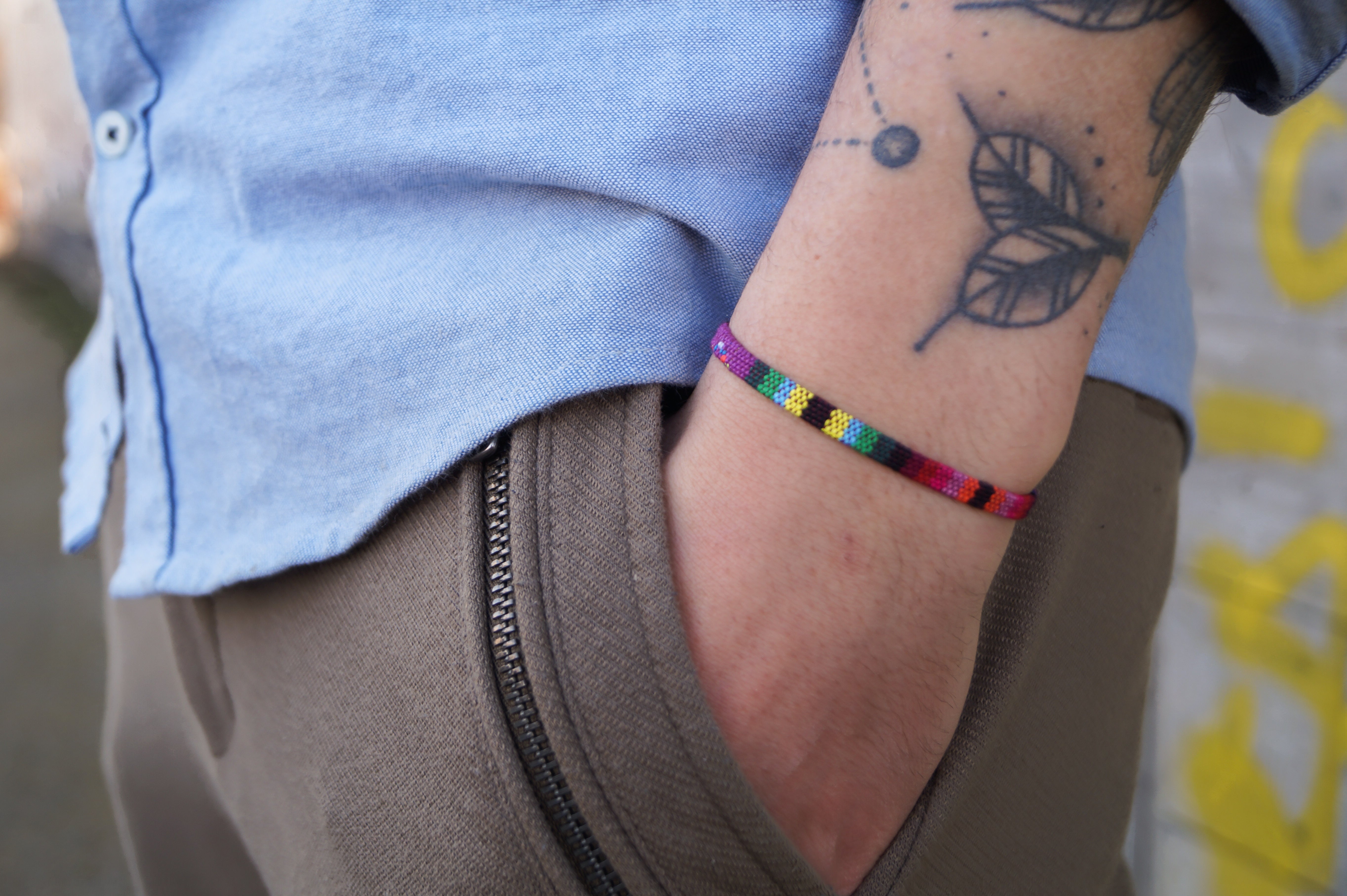 Boho Surfer Bracelet Men - Purple Ethno