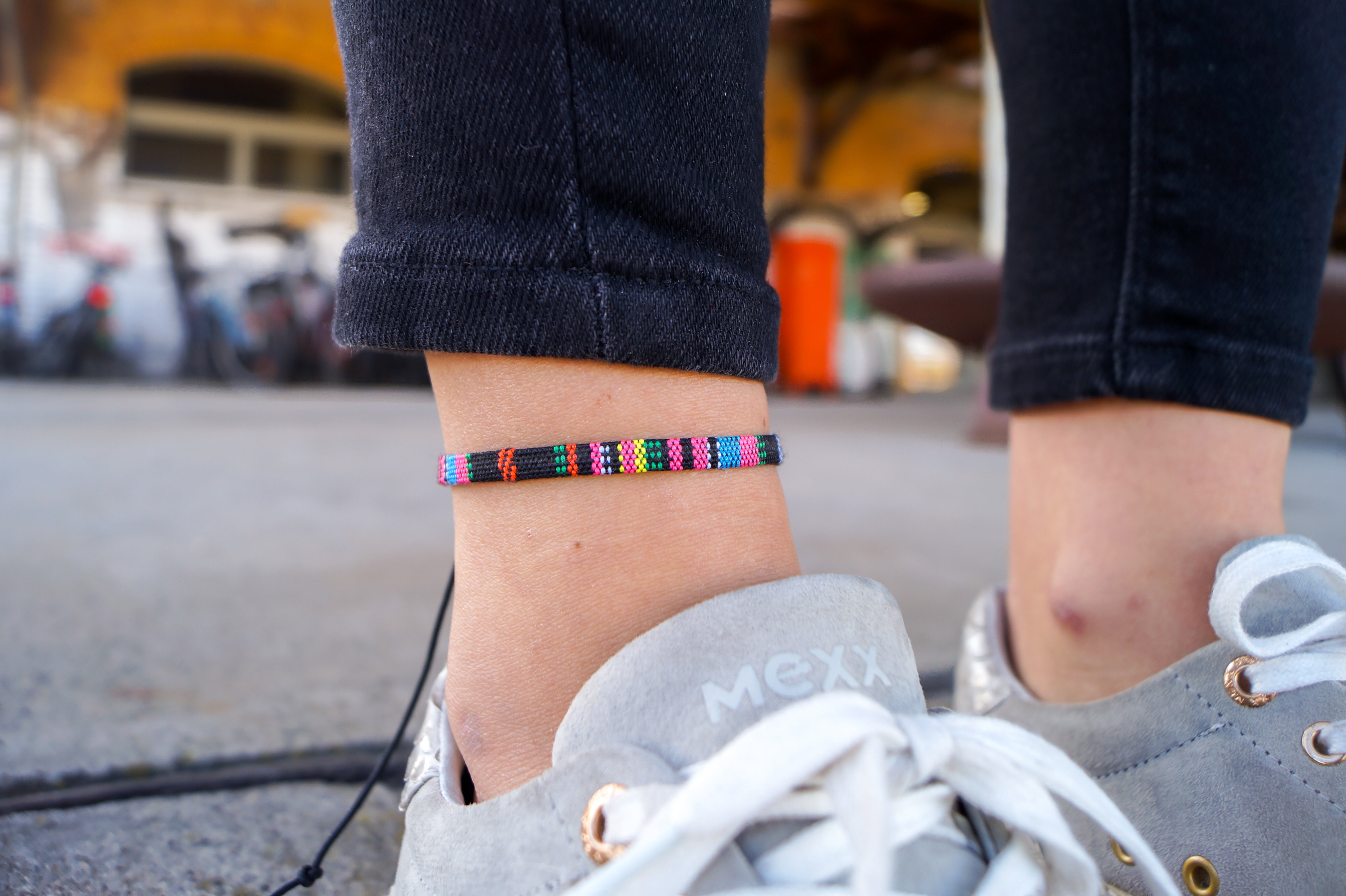 Boho Surfer Anklet - Black-Pink