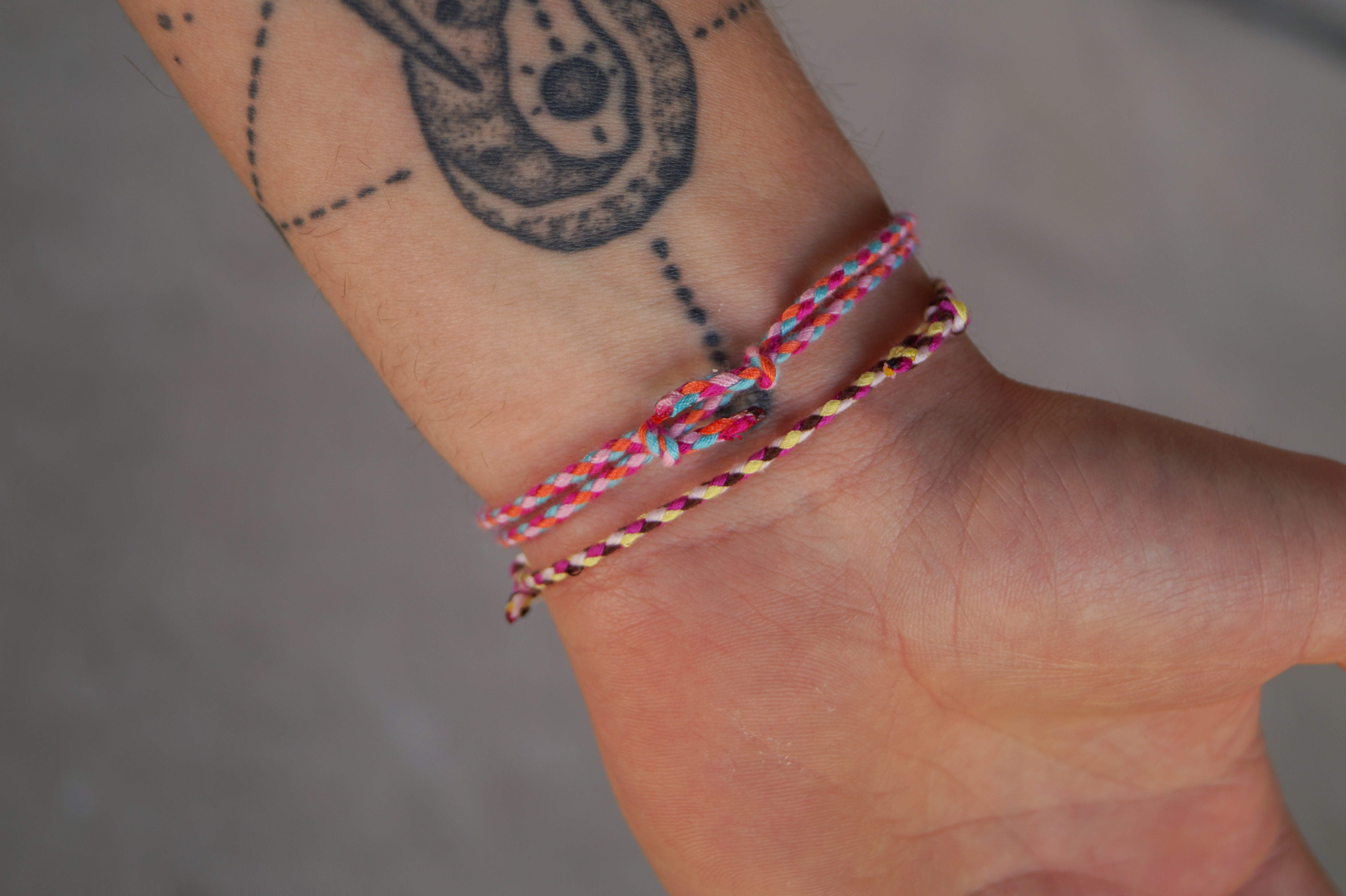 2x Cotton Surfer Bracelet -  Pink Set