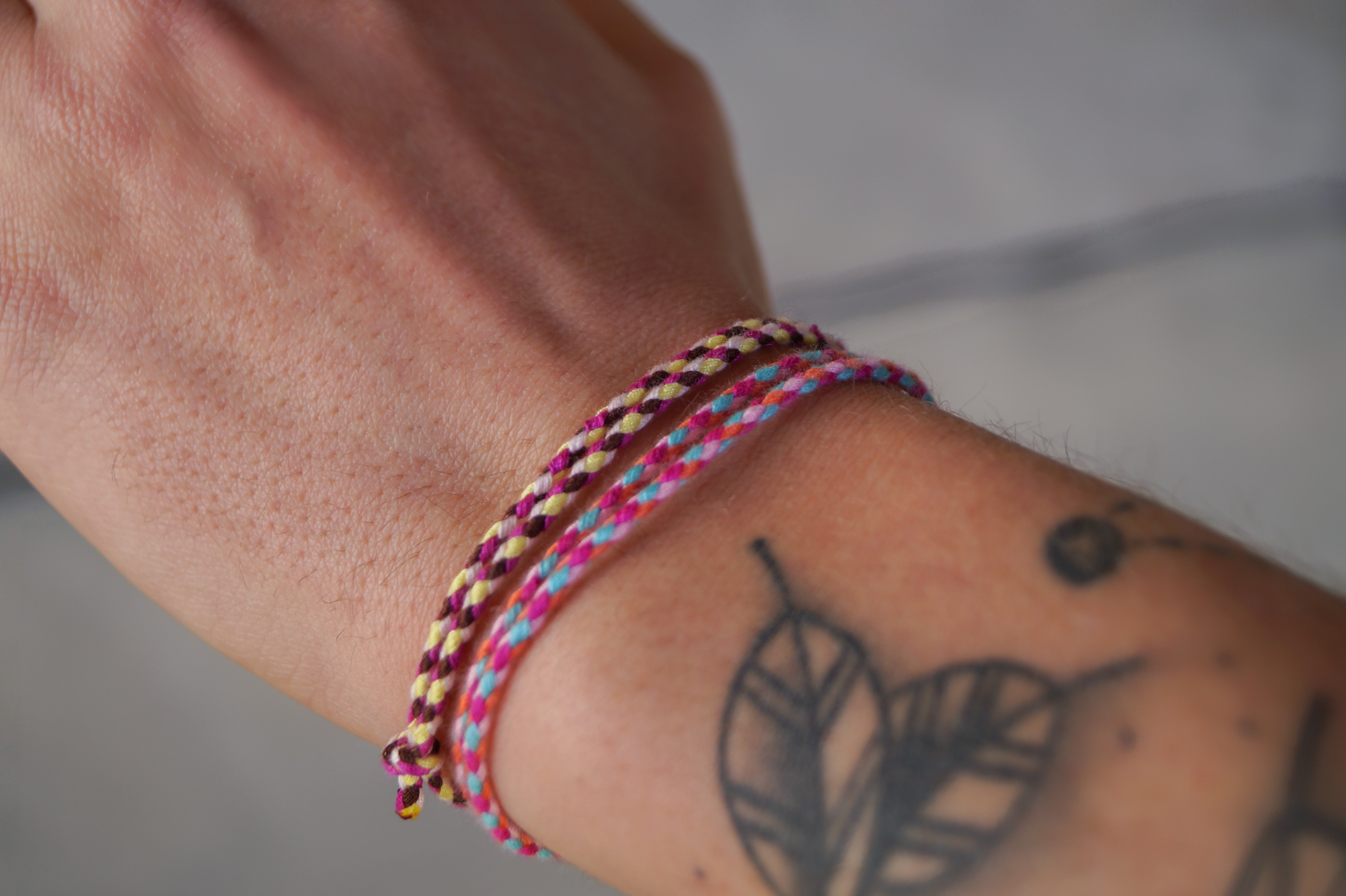 2x Cotton Surfer Bracelet -  Pink Set
