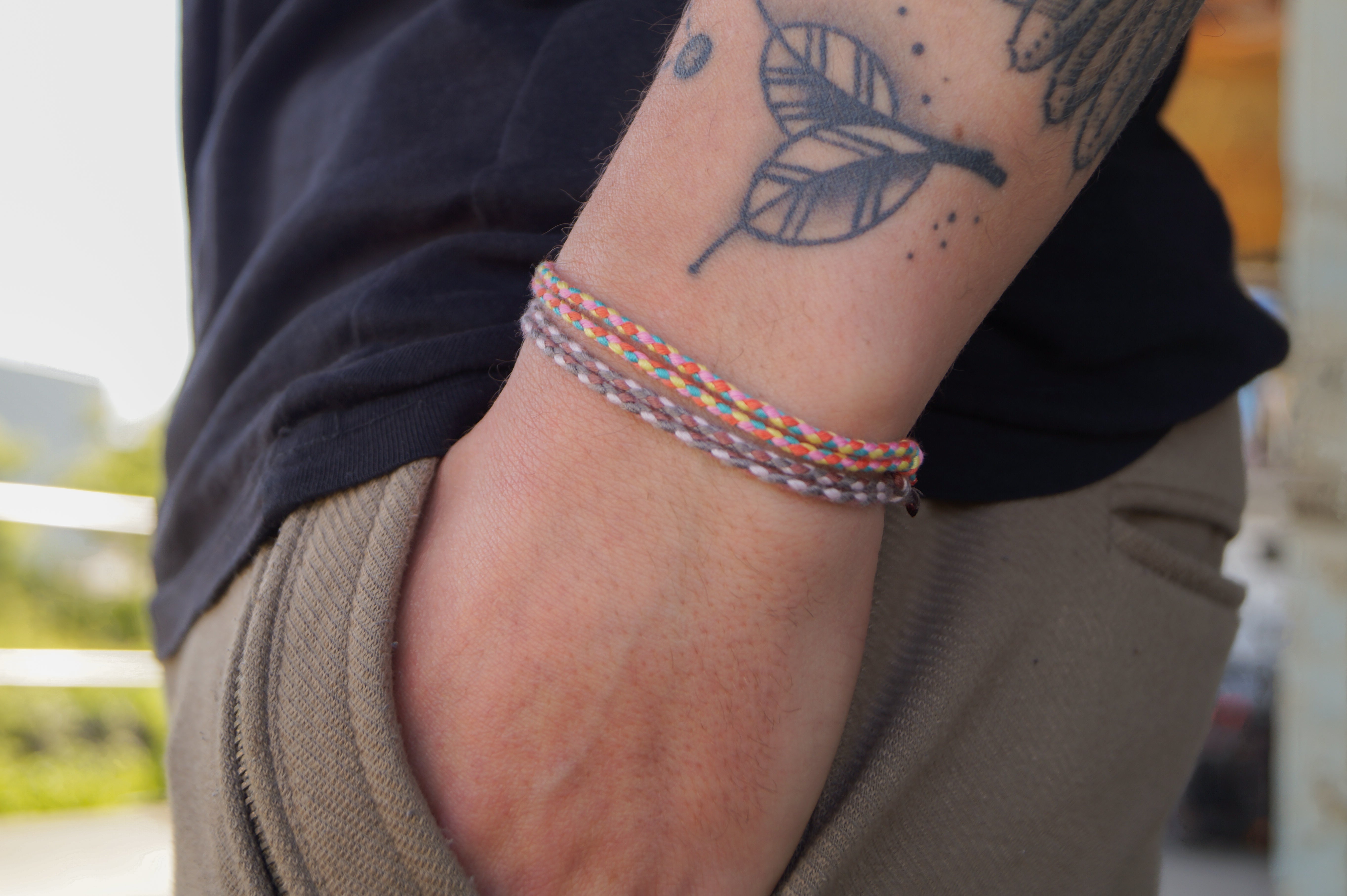 2x Cotton Surfer Bracelet -  Retro Brown