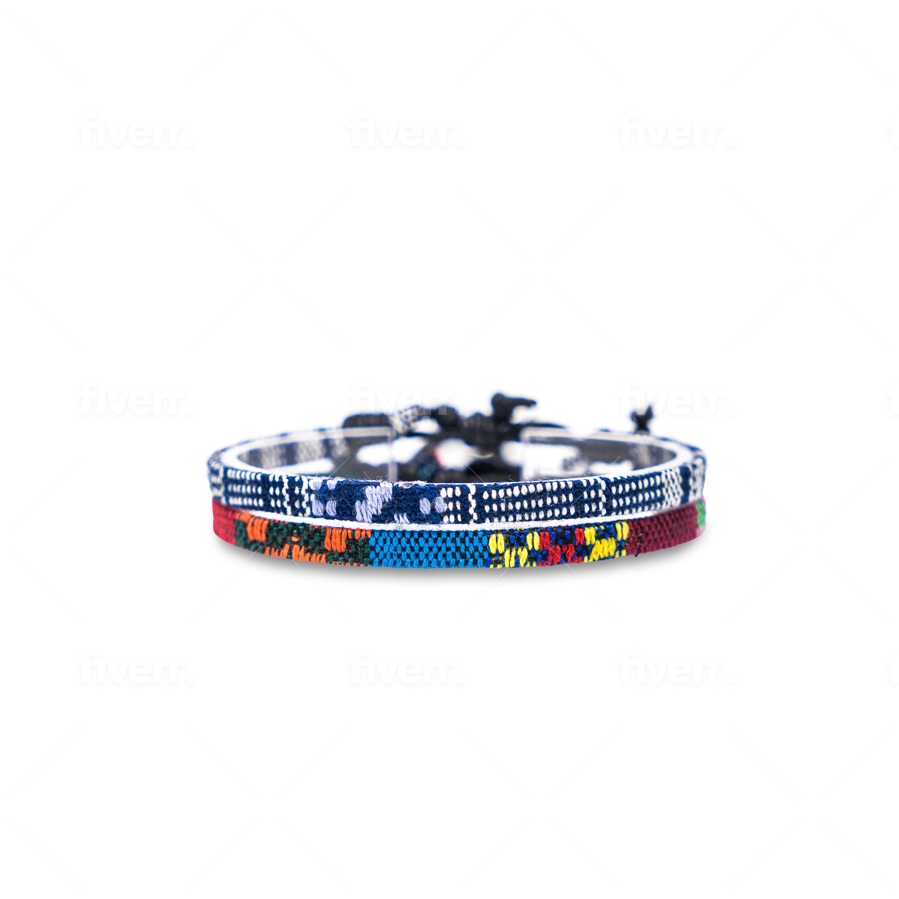 2x Boho Surfer Bracelet Men - Blue - White + Ethno