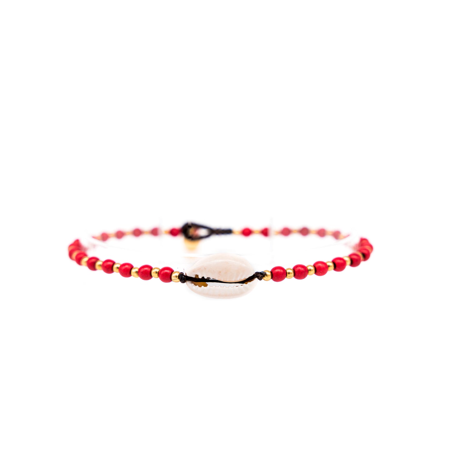 Goa Shell Anklet - Red Beads – Made by Nami US