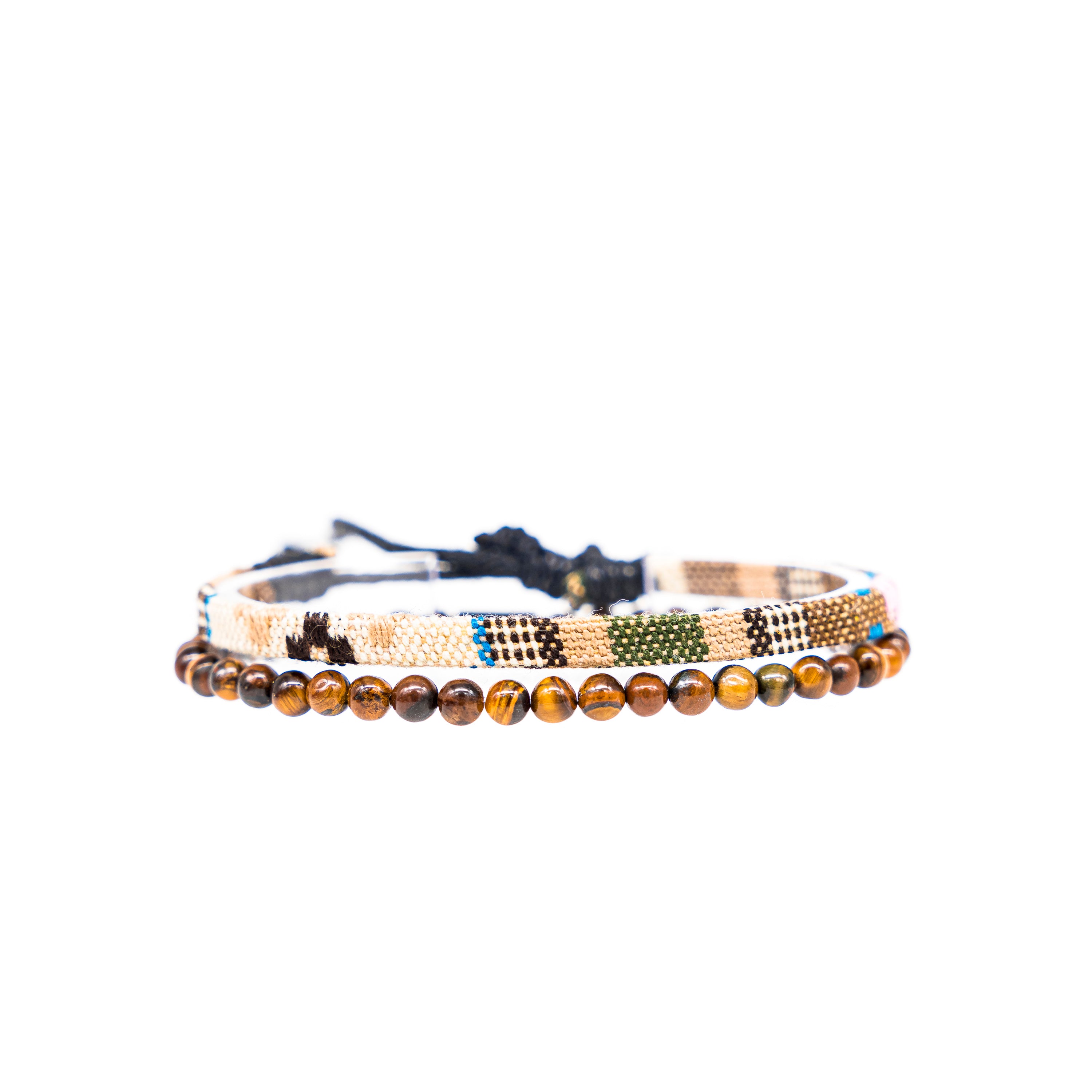 2x Boho Surfer Bracelet Men - Safari + Tigereyes