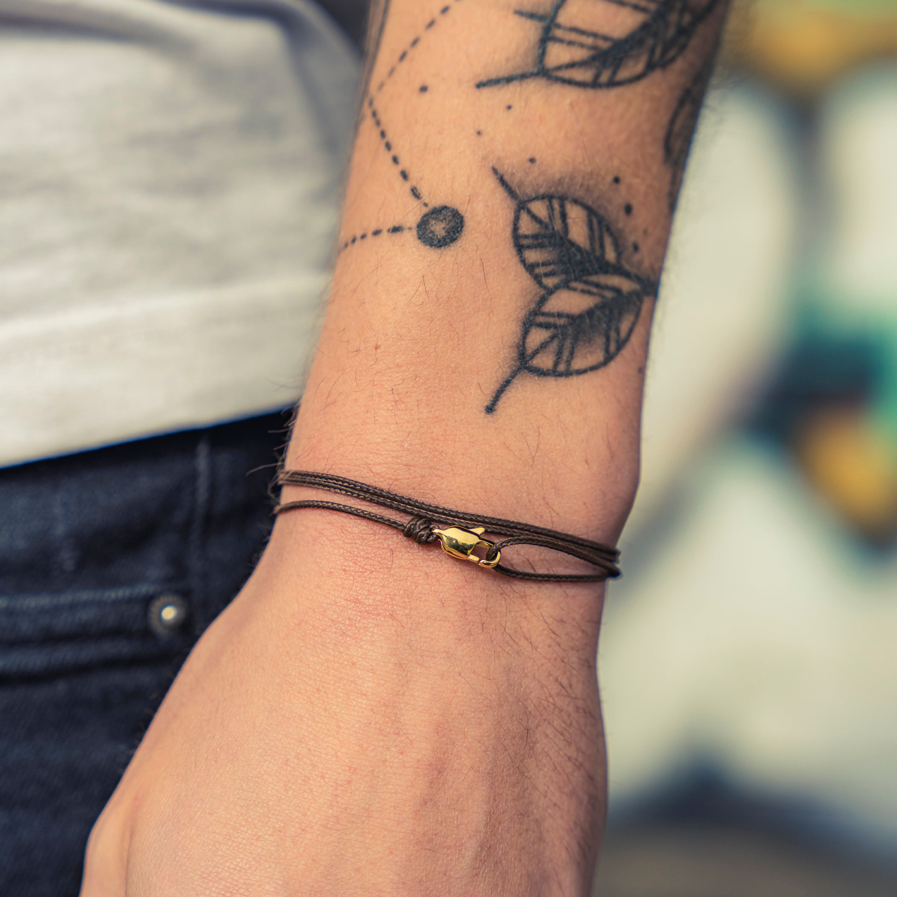 Snap Hook Wrap Bracelet - Brown Gold