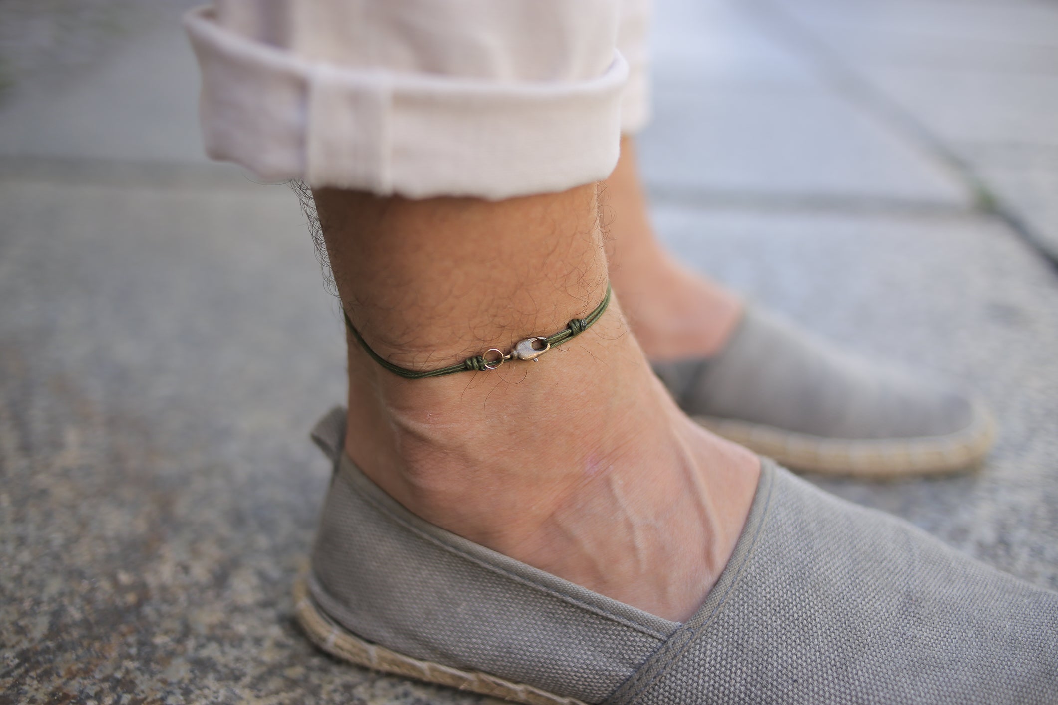 Snap Hook Wrap Anklet - Green Gold